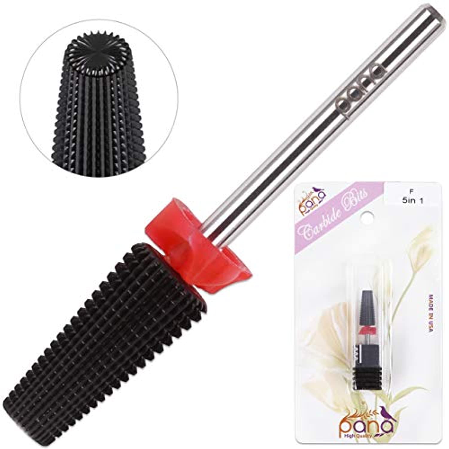 PANA Nail Carbide 5 in 1 Bit - Two Way Rotate use for Both Left and Right Handed - Fast remove Acrylic or Hard Gel - 3/32