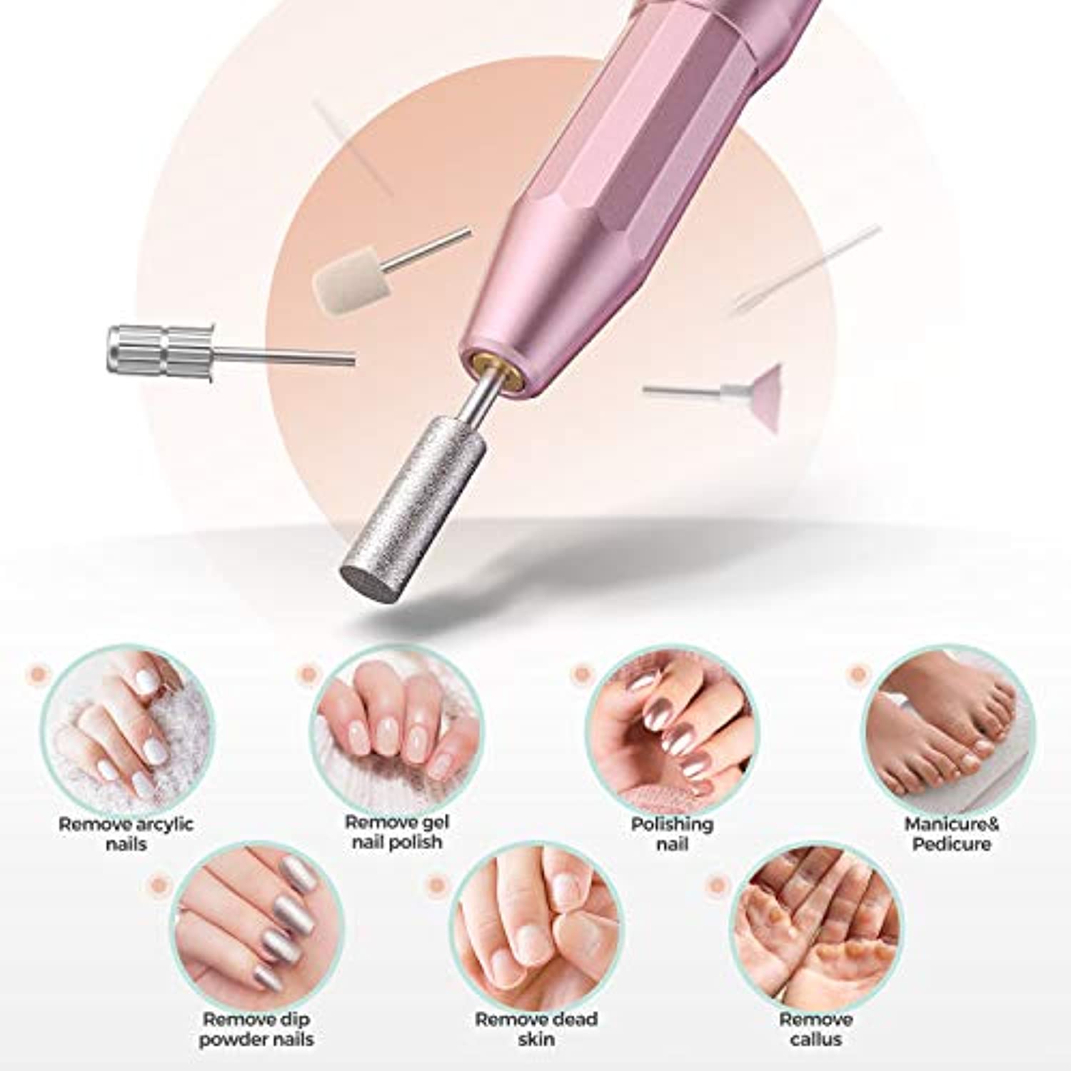 Nail Drills for Acrylic Nails Professional Electric Nail File, RenoJ Portable Electric Nail Drill Efile Nail Filer Electric