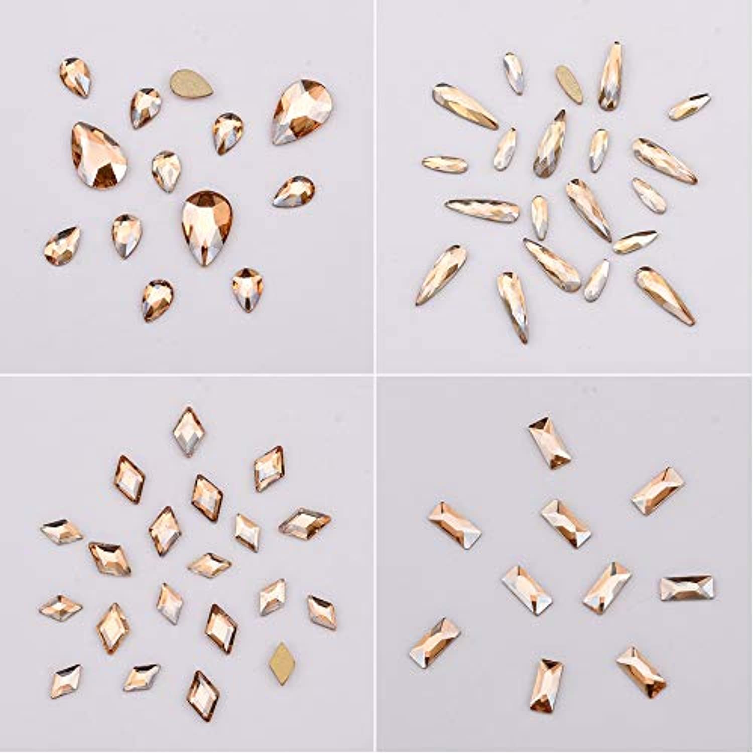 153pcs 3D Nail Diamonds Crystal Golden Shadow Flat Back Gem Stones For Nail Art Decoration + 960pcs Mix Loose Round Rhinestones Set Supply