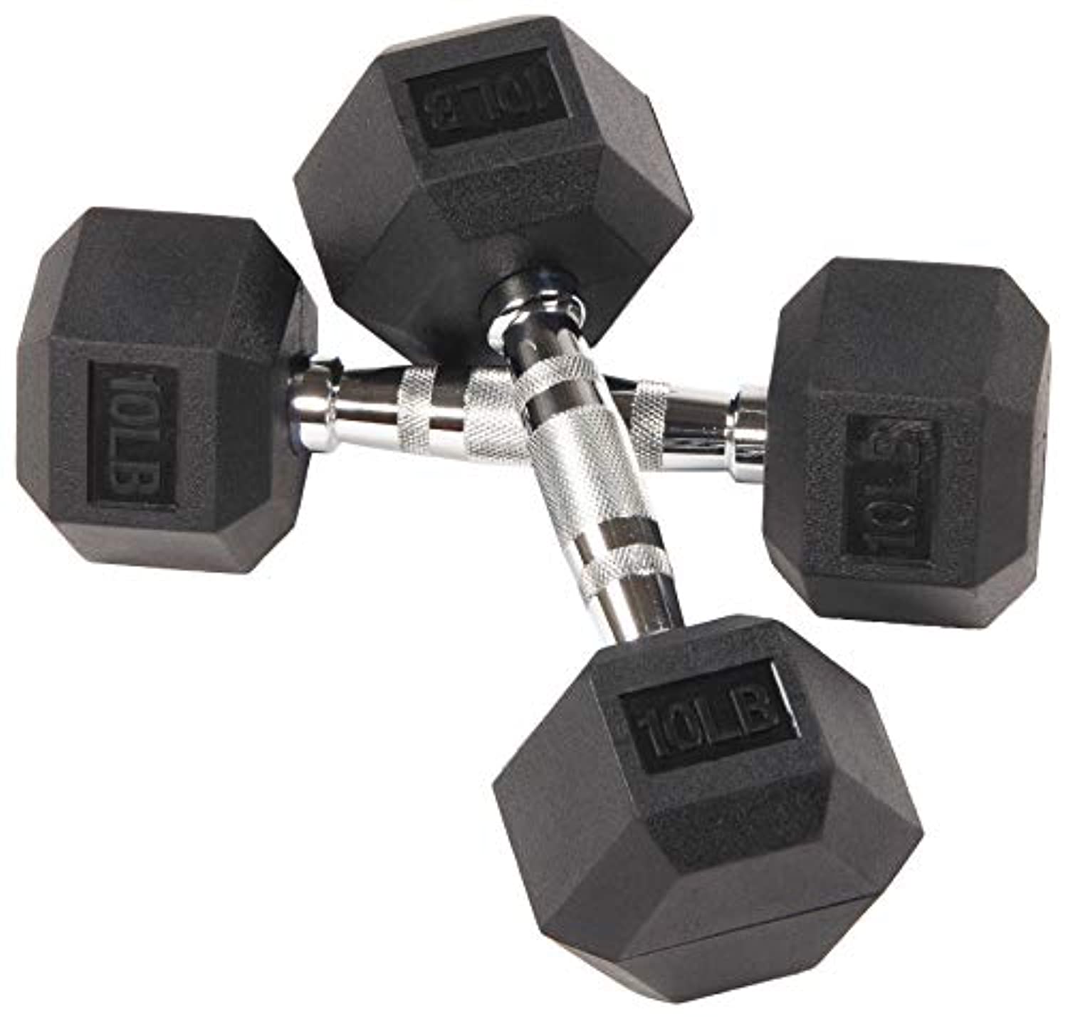 BalanceFrom Rubber Encased Hex Dumbbell in Pairs, Singles or Set with Rack, 10LB Pair