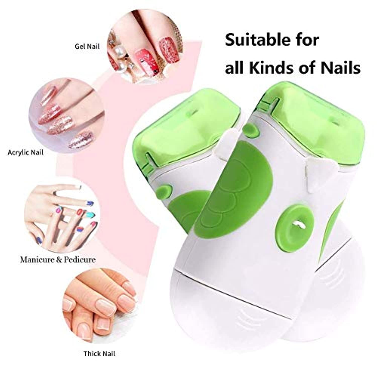 Dysel Electric Nail Cutter and Filer, Electric Nail Clippers for Elderly Thick Nail Toenails, Adults Electronic Manicure Pedicure Tool Effective Effortless Portable 2 in 1 for Home Salon2pcs