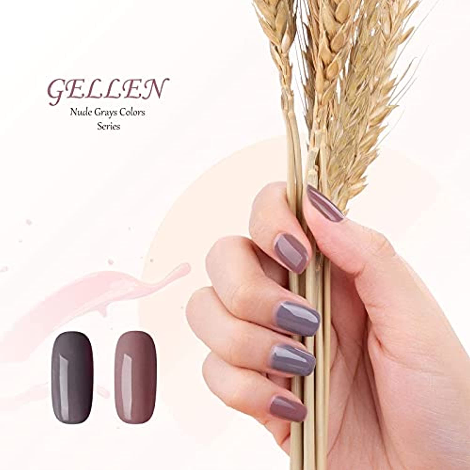 Gellen Gel Nail Polish Kit- Nude Grays 6 Colors, Popular Nail Art Design Classic Pastels Natural Shades Gel Polish Home Gel Manicure Set
