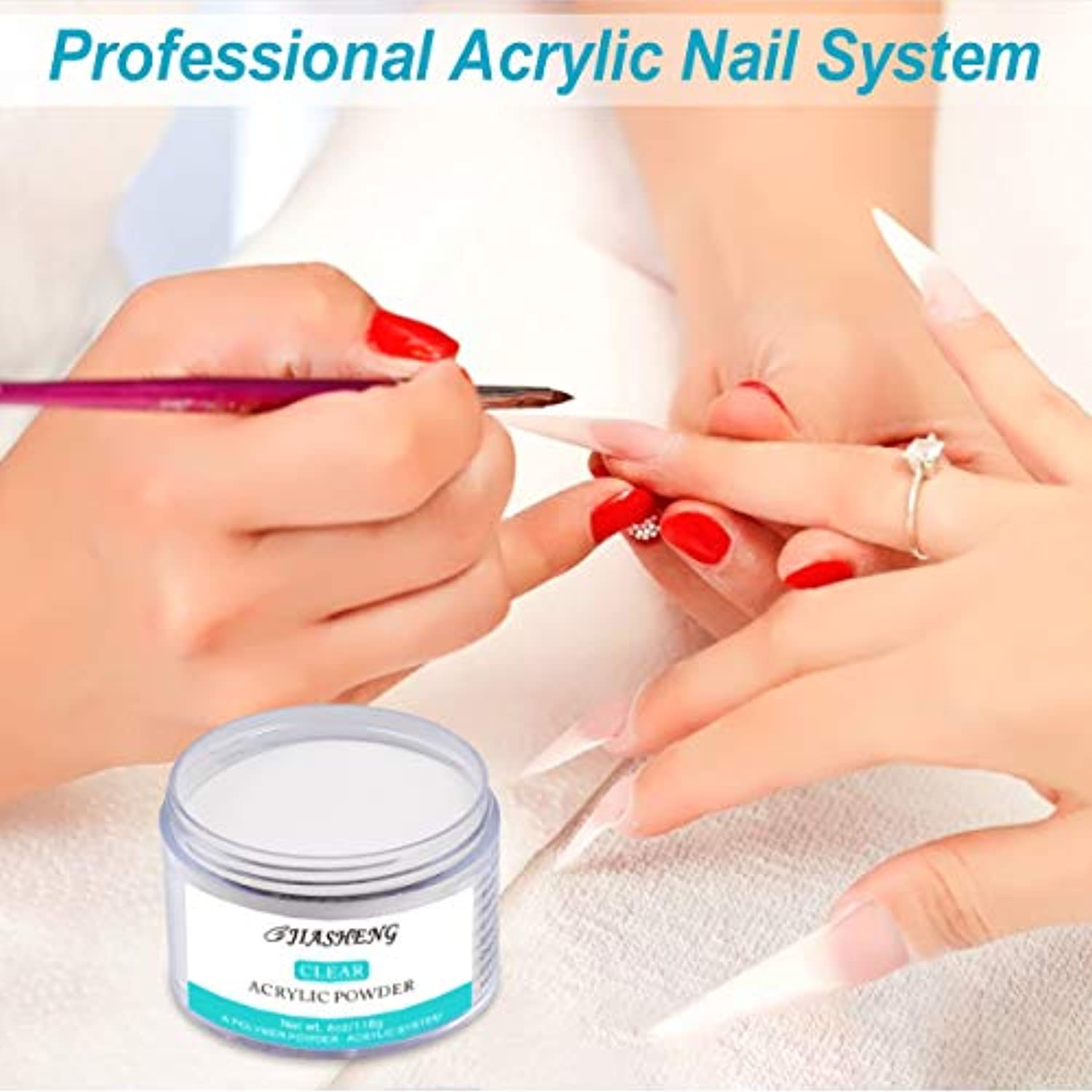 Clear Acrylic Powder, 4oz Acrylic Powder, Professional Acrylic Nail Kit Nail Extension System Acrylic Nails Powder 118g