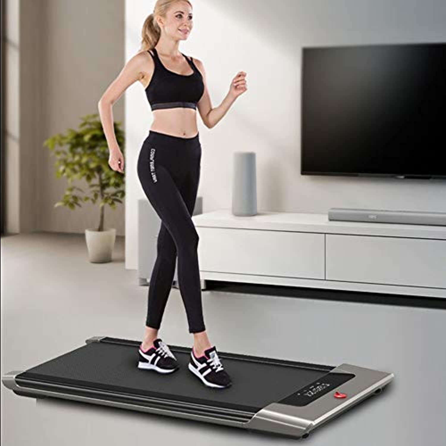 Zzfni Treadmill Household Flat Treadmill, Foldable Mini Treadmill, Fitness Equipment Mute Foldable Treadmill