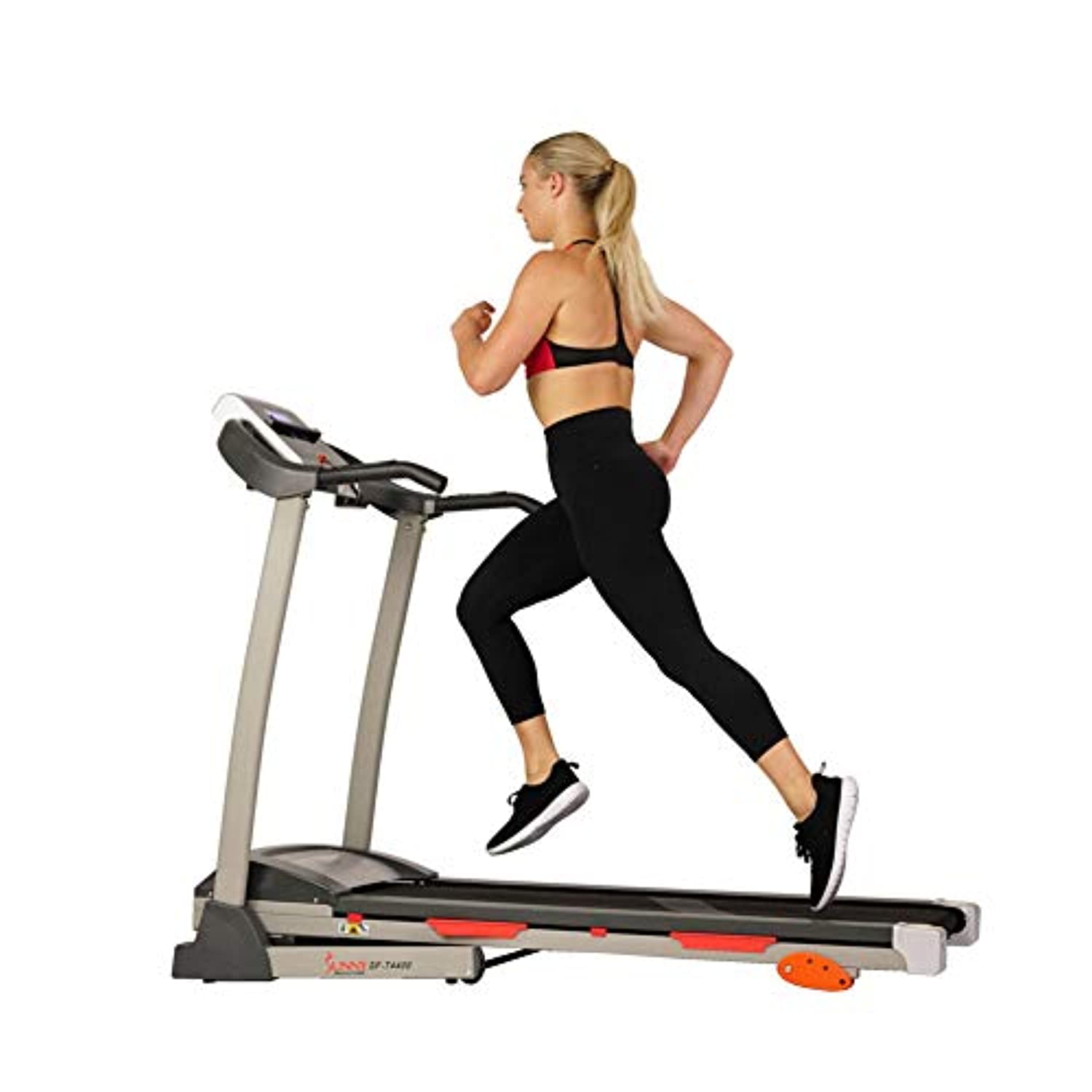 Sunny Health & Fitness Folding Treadmill with Device Holder, Shock Absorption and Incline