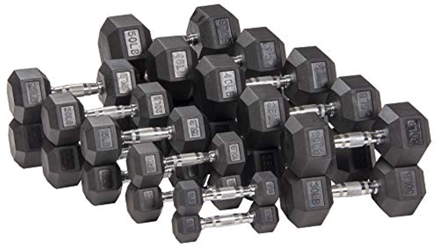 BalanceFrom Rubber Encased Hex Dumbbell in Pairs, Singles or Set with Rack, 10LB Pair