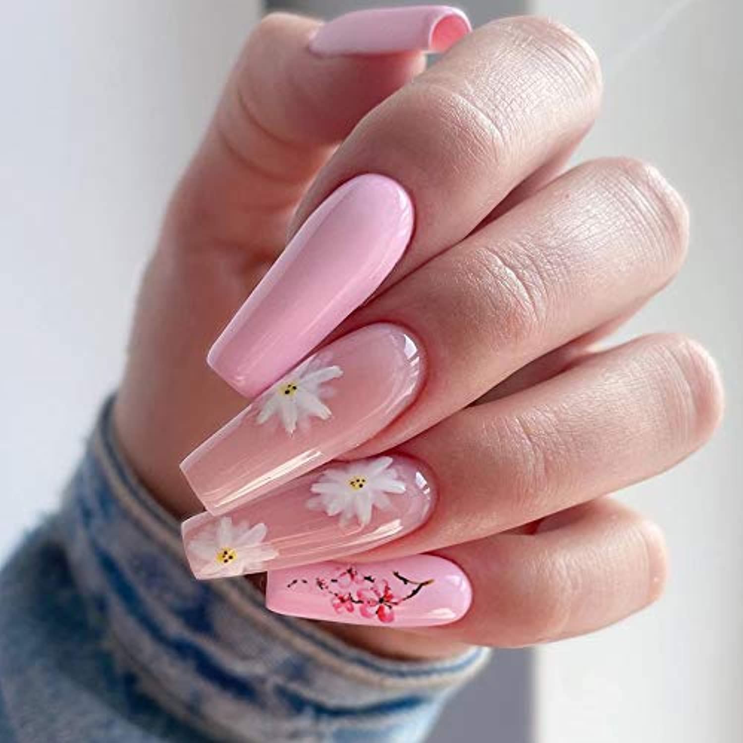 Sakura Flowers Nail Stickers Spring Water Transfer Nail Decals Cherry Blossom Nail Art Decorations Charms Nail Art Supplies Branches Leaf Petal Deer Cat Nail Design Nail Foils Tattoo for Acrylic Nail