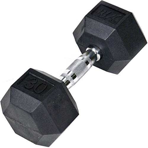 JFIT Rubber Hex Dumbbell - 15 Size, Single and Pair Options, 4-50lbs - Shaped Heads Prevent Rolling and Injury - Ergonomic Hand Weights for Exercise, Therapy, Muscle, Strength and Weight Training