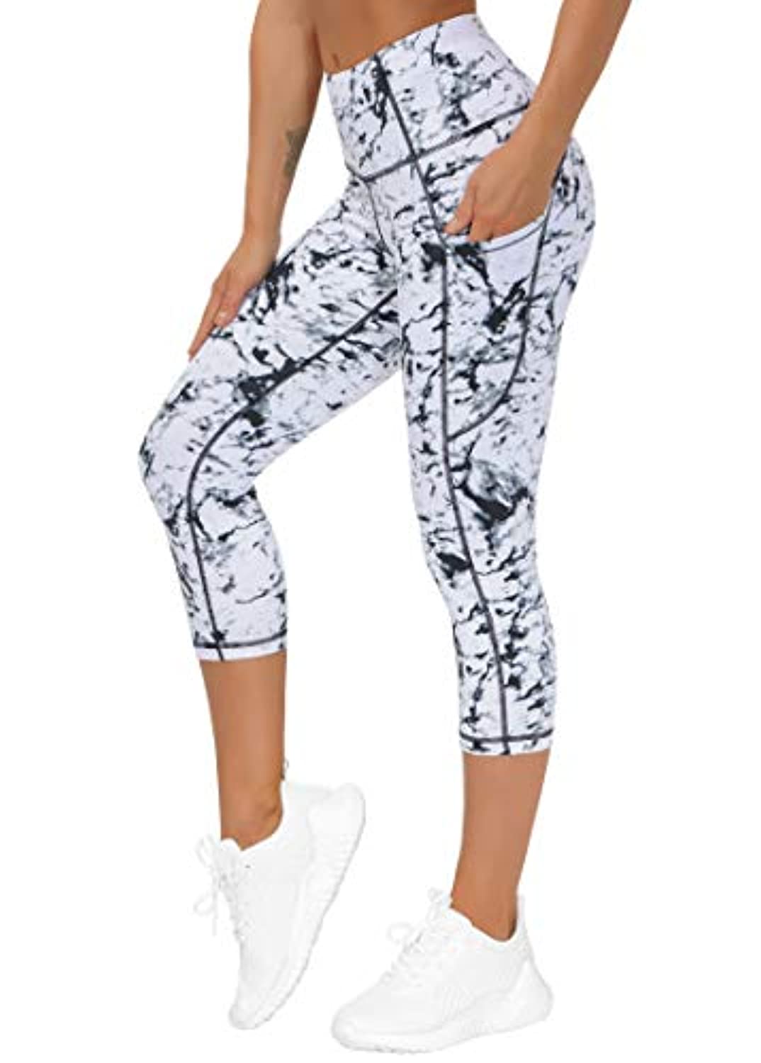 THE GYM PEOPLE Thick High Waist Yoga Pants with Pockets, Tummy Control Workout Running Yoga Leggings for Women