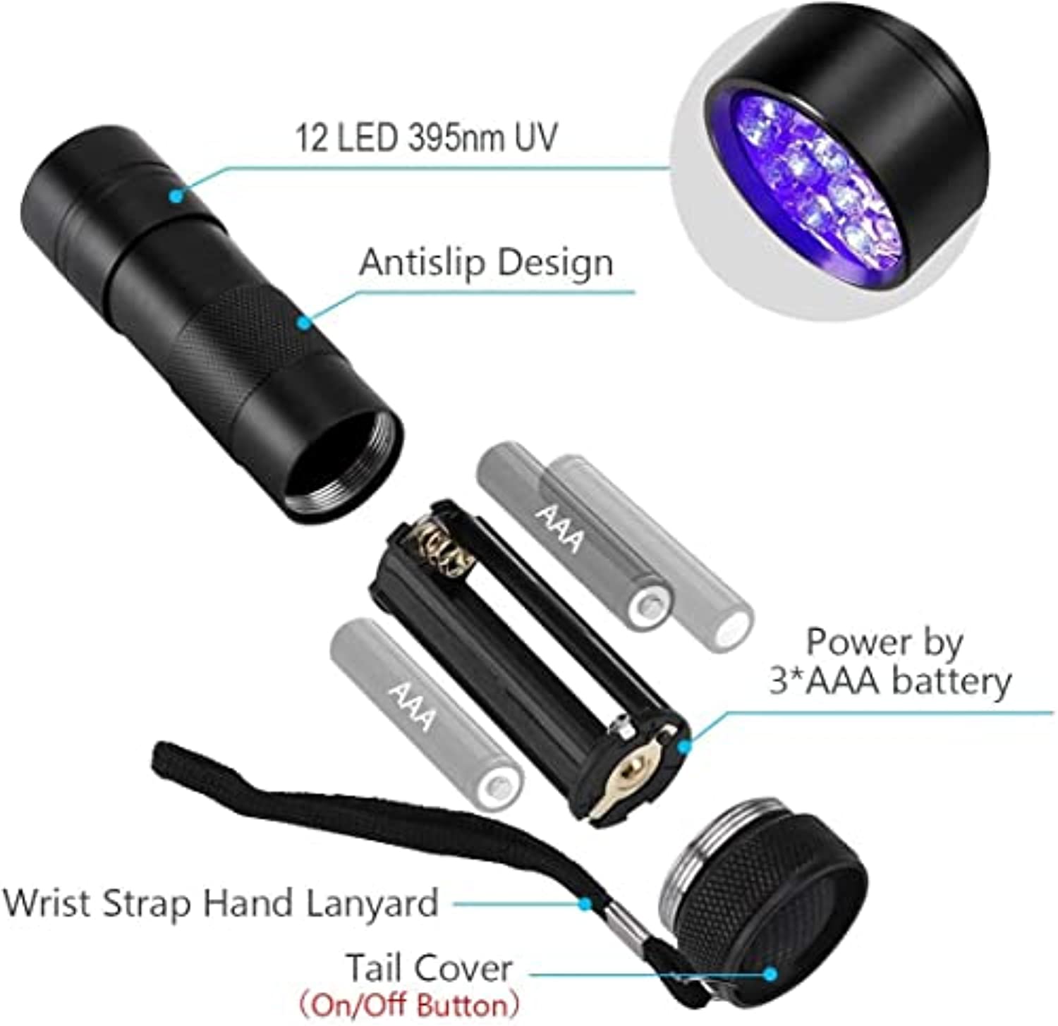 Mini UV Led Handheld Flashlights,Nail Lamp for Gel Nails,12 LED Flashlight Portable Nail Dryer for Nail Art