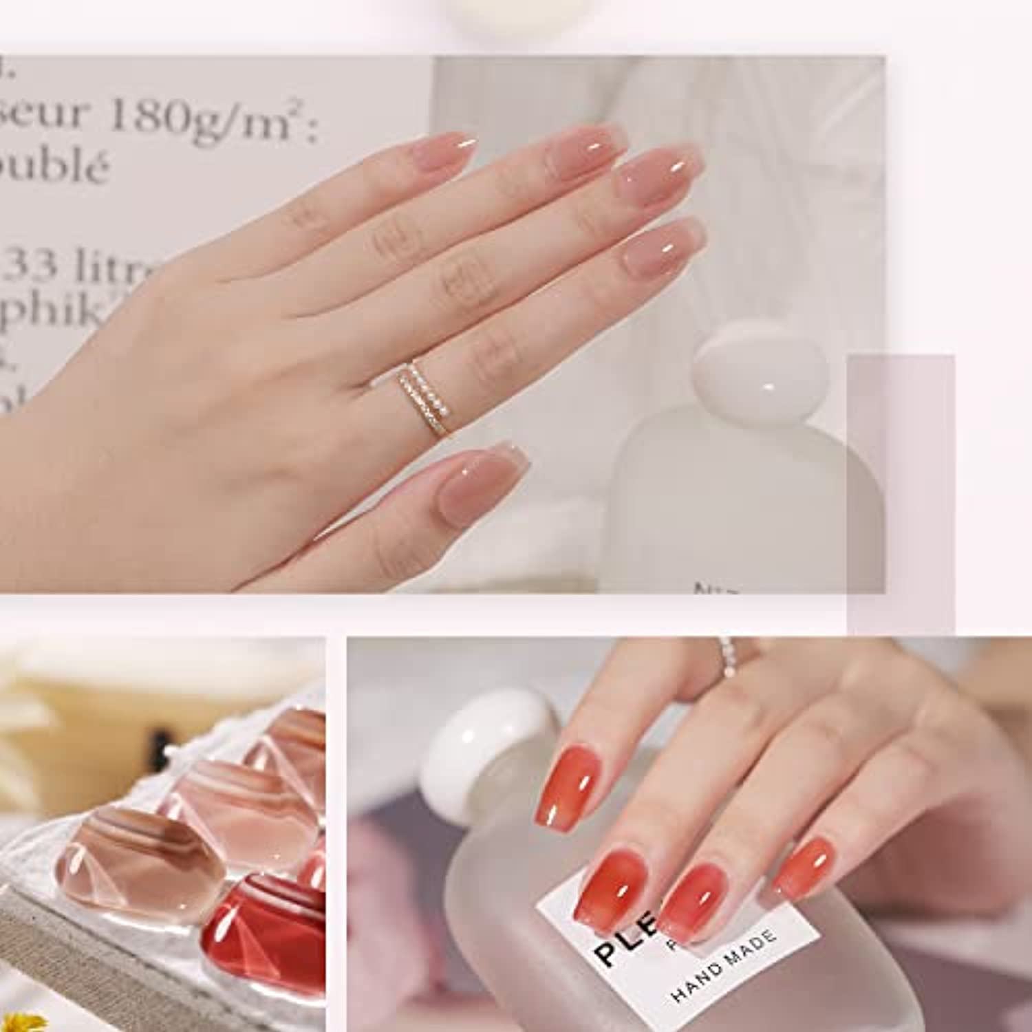 GAOY?Icy Jelly Gel?Nail?Polish?Set of?6?Colors?Including Red Pink Nude Gel Polish Kit UV?LED?Soak?Off Nail?Polish Home DIY Manicure Nail Salon Varnish