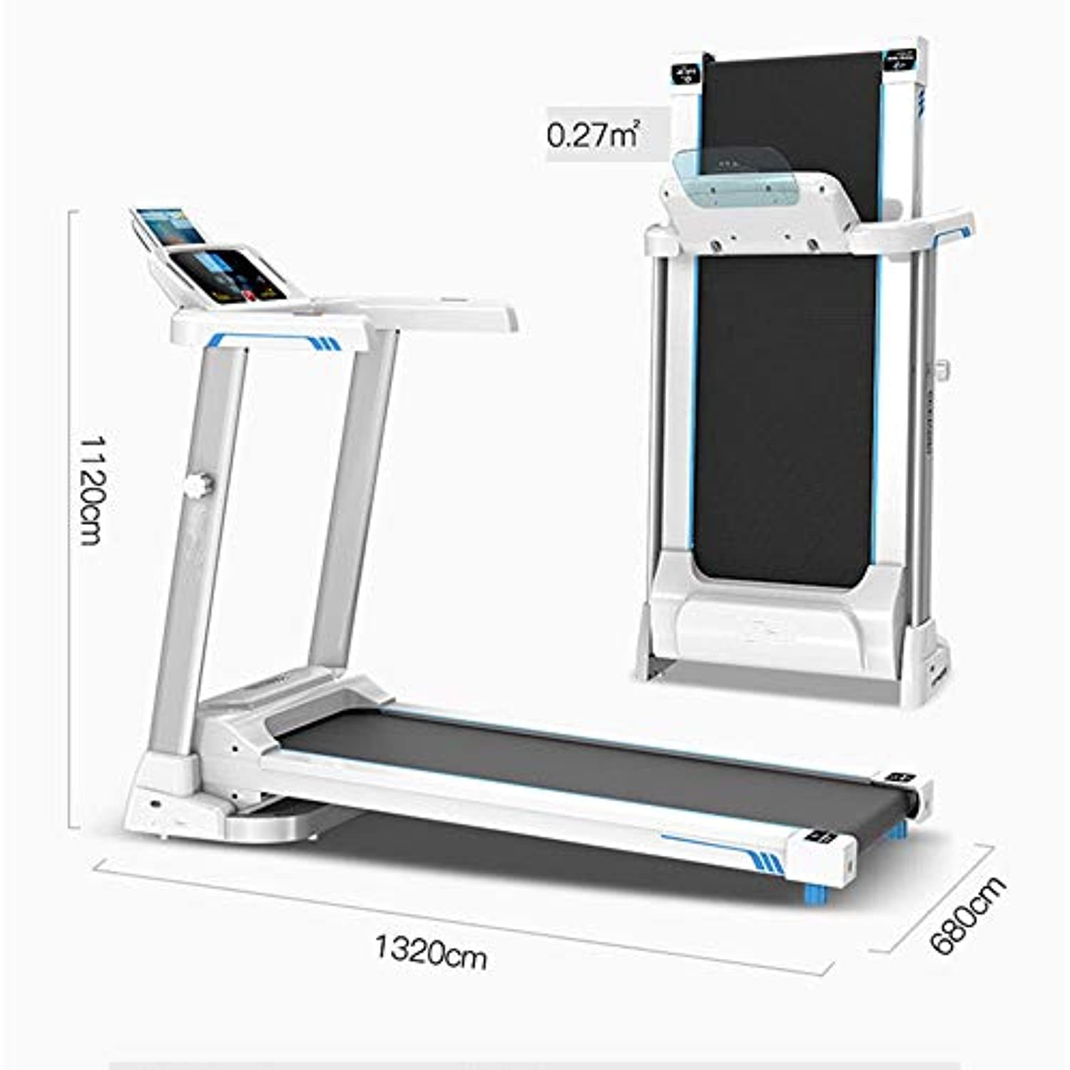 Zzfni Treadmill Bluetooth Electric Treadmill, Home Fitness Equipment, Shock-Absorbing Folding Ultra-Quiet Installation-Free Walking Machine Foldable Treadmill