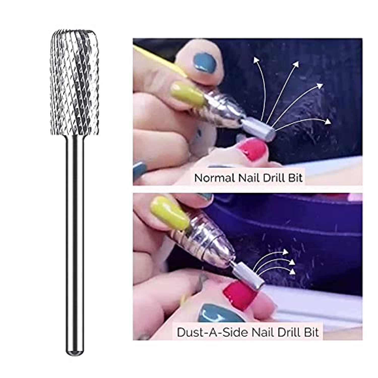 MelodySusie Tungsten Carbide Nail Drill Bit Set for Acrylic Hard Gel Nails Remove, Cuticle Clean Nail Drill Bit, 4 Week Inverted Backfill Nail Drill Bit, Safety Nail Drill Bit, 5 in 1 Nail Drill Bit