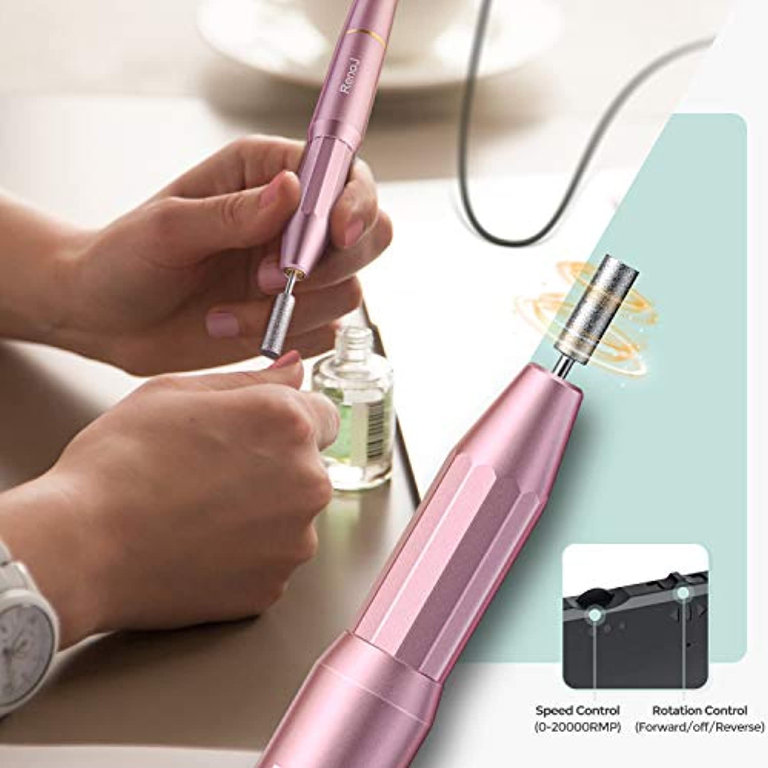 Nail Drills for Acrylic Nails Professional Electric Nail File, RenoJ Portable Electric Nail Drill Efile Nail Filer Electric