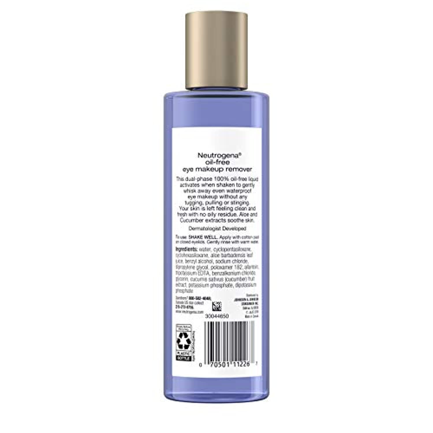 Neutrogena Gentle OilFree Eye Makeup Remover Cleanser for Sensitive Eyes NonGreasy Remover Removes Waterproof Mascara Dermatologist Ophthalmologist Tested, 8 Fl Oz