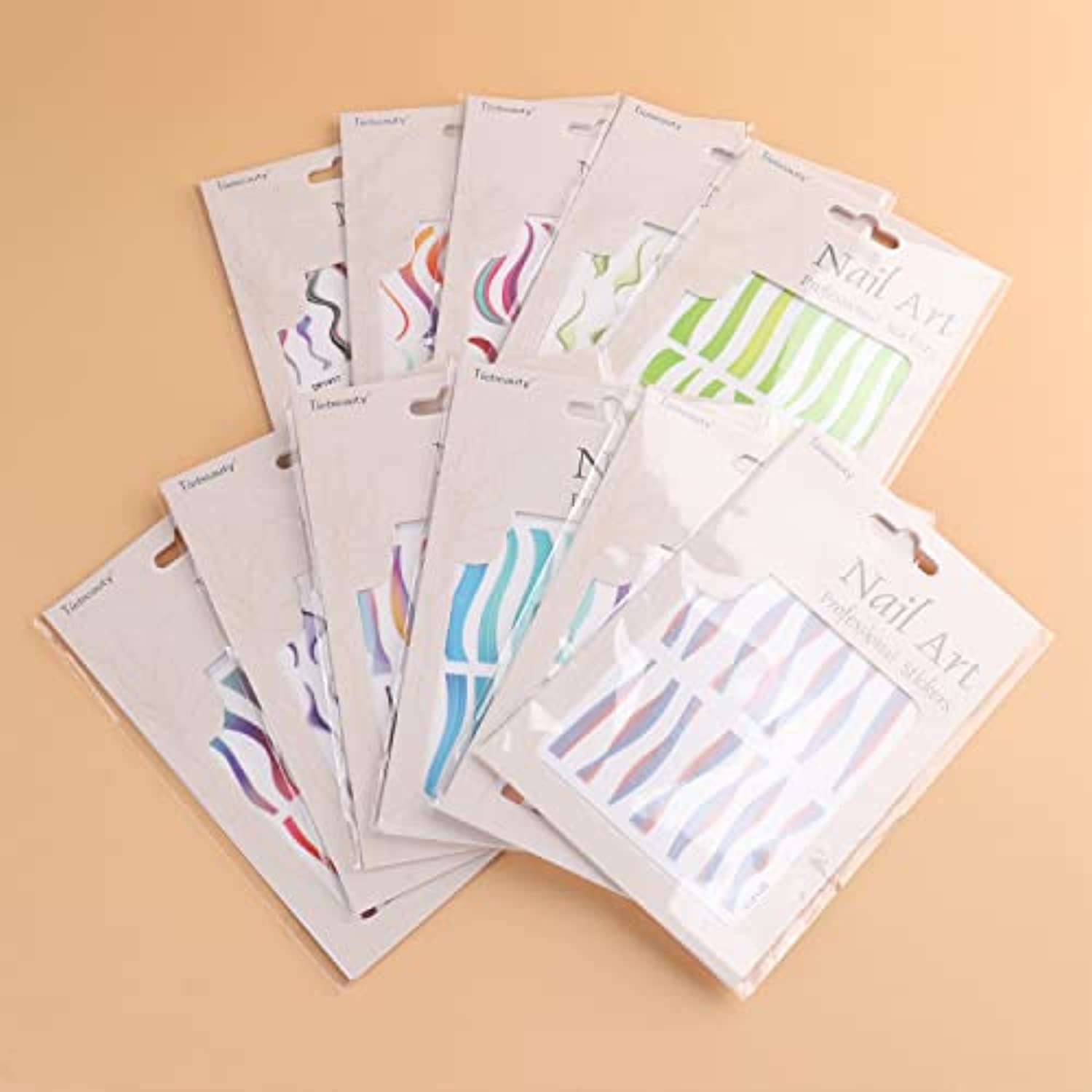 12 Sheets Colorful Wavy Lines Nail Art Stickers Design Ballet Streamer Wavy Line DIY Nail Supplies Nail Art Decoration Kit for Women Girls