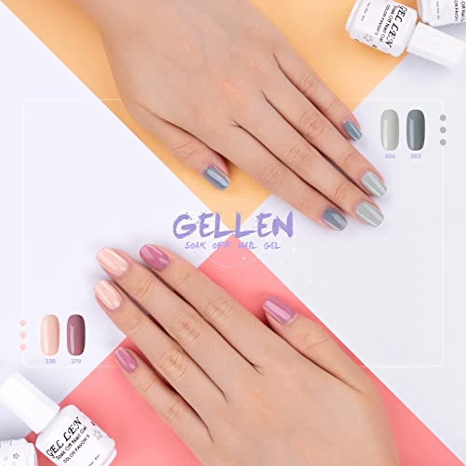 Gellen Gel Nail Polish Kit- Nude Grays 6 Colors, Popular Nail Art Design Classic Pastels Natural Shades Gel Polish Home Gel Manicure Set