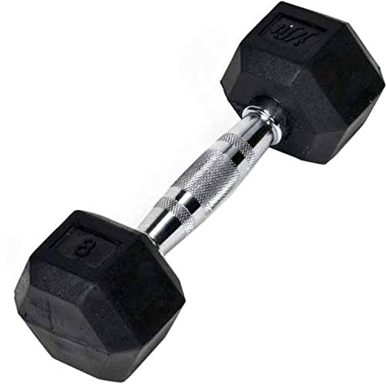 JFIT Rubber Hex Dumbbell - 15 Size, Single and Pair Options, 4-50lbs - Shaped Heads Prevent Rolling and Injury - Ergonomic Hand Weights for Exercise, Therapy, Muscle, Strength and Weight Training