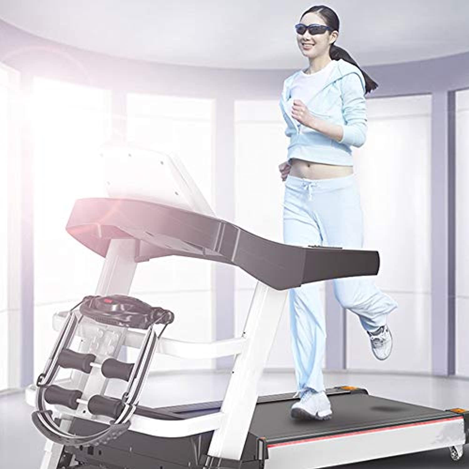 Zzfni Treadmill Quiet Home Treadmill, Fitness Folding Color Touch Screen Smart Electric Treadmill, Gym Tools Foldable Treadmill