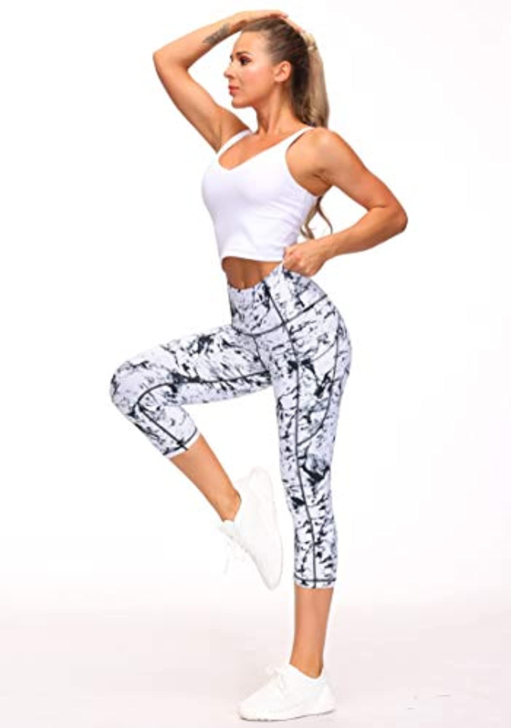 THE GYM PEOPLE Thick High Waist Yoga Pants with Pockets, Tummy Control Workout Running Yoga Leggings for Women