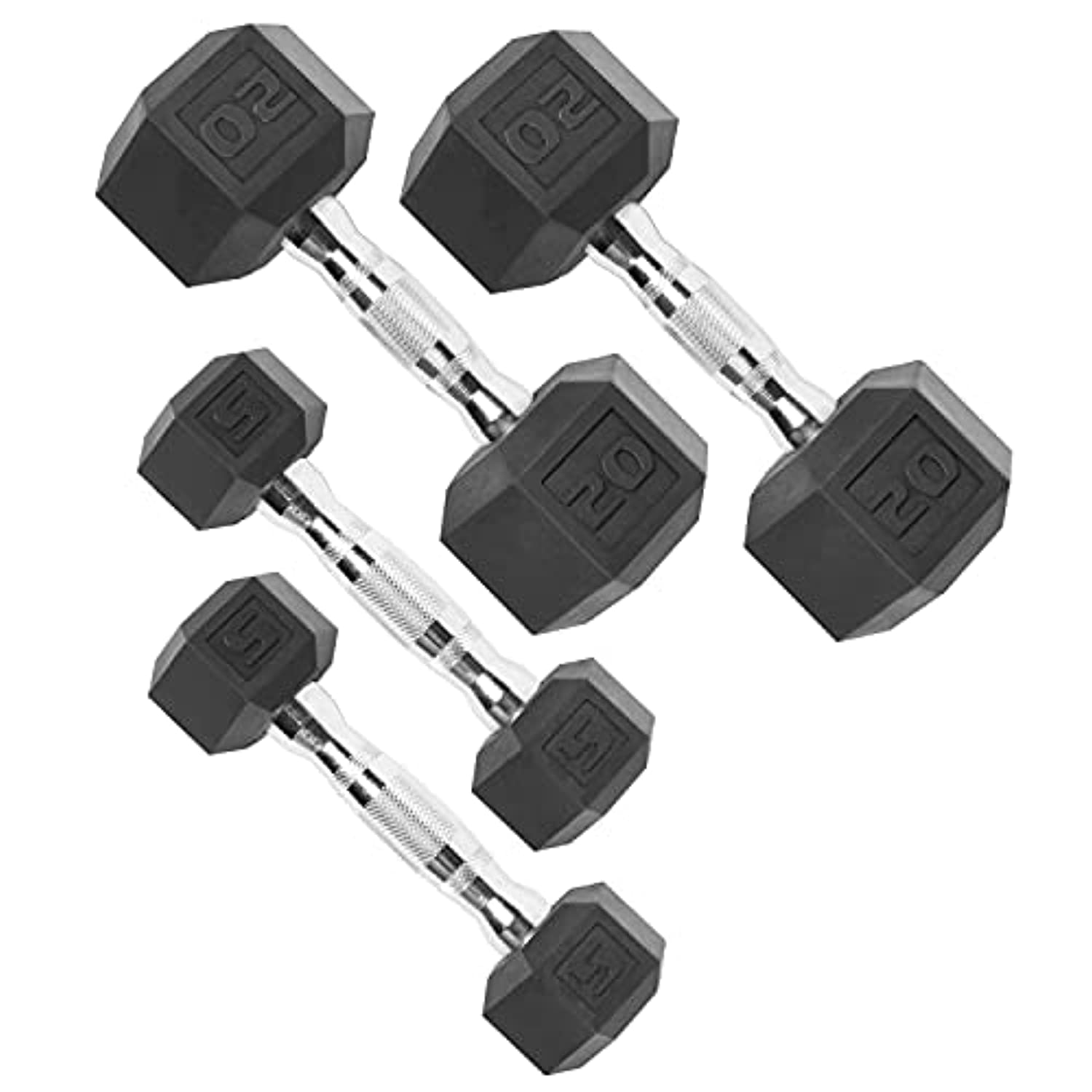 CAP 50lb Coated Hex Dumbbells, 5x2 20x2, Part of 150lb Set