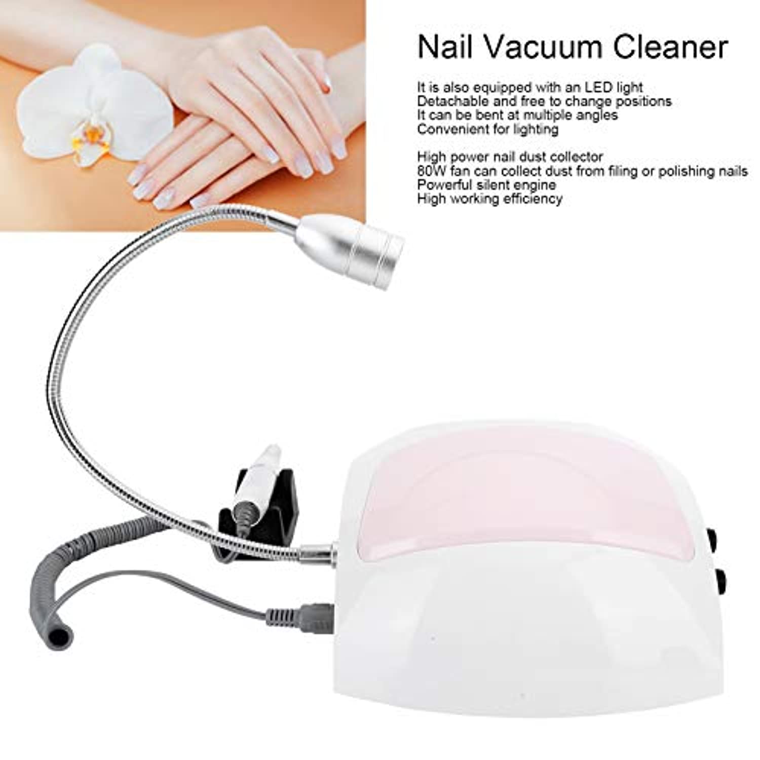 Nail Dust Collector, 80W 3 in 1 Nail Drill, Nail Polishing Machine Manicure Tool 25,000 Rpm LED Lamp for Nail Salon Home Use(U.S. regulations)