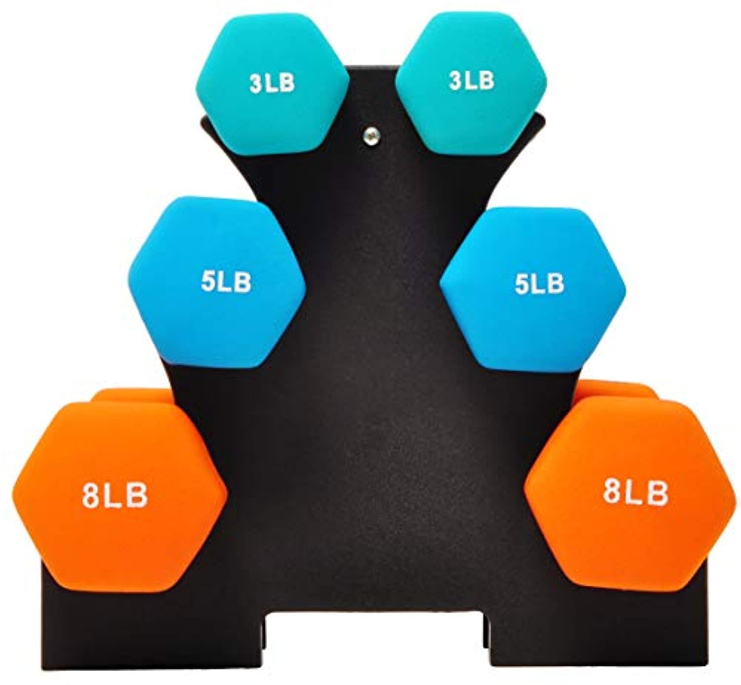 BalanceFrom Colored Neoprene Coated Dumbbell Set with Stand