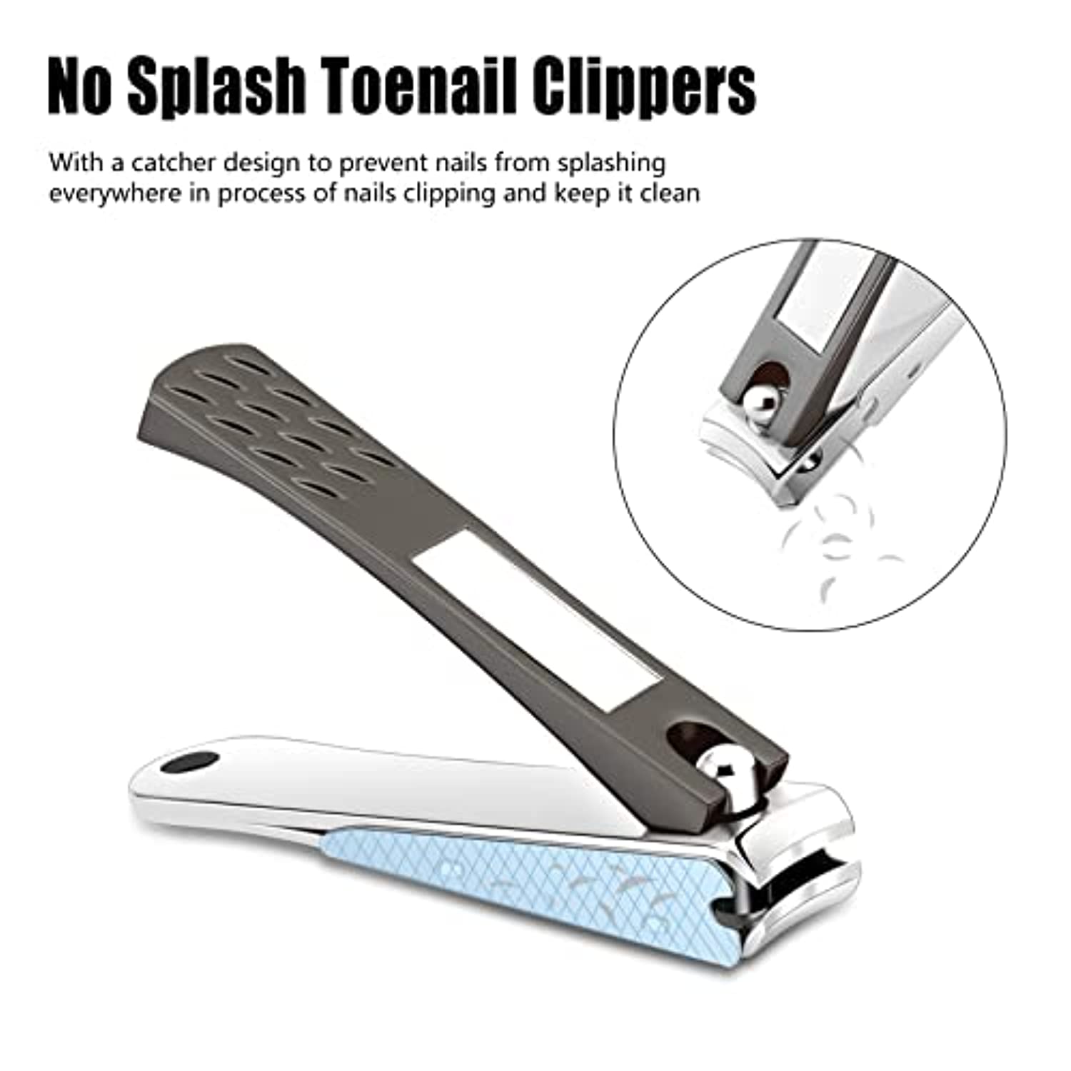 CGBE Nail Clippers Set, Ultra Sharp Fingernail and Toenail Clipper, Stainless Steel 4 pcs Nail Clippers Kit with Catcher for Men and Women