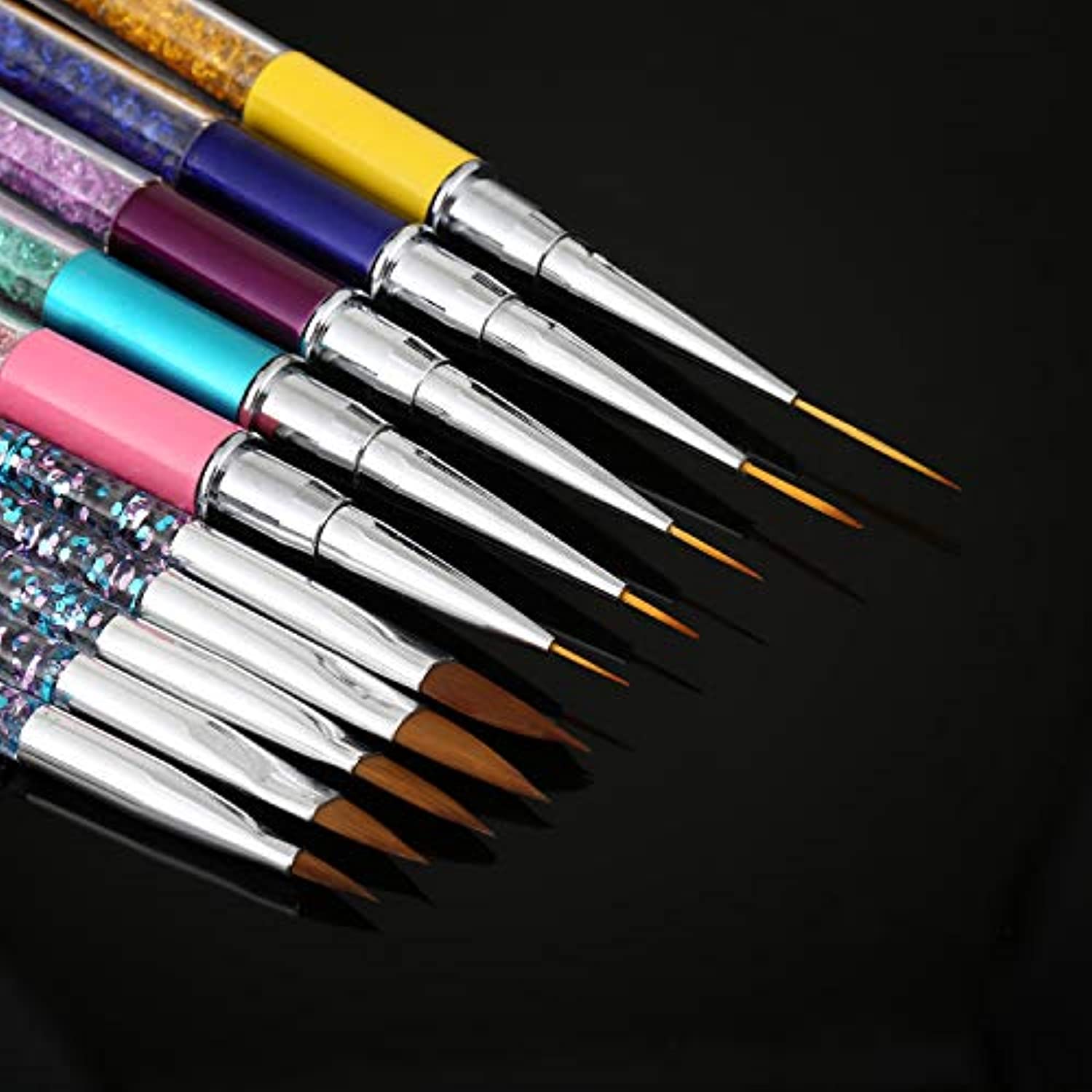 10 Pieces 3D Nail Art Brushes Set Nail Liner Ombre Brush Nail Painting Design Pen Brushes Acrylic Rhinestone Handles Nail Art Pens