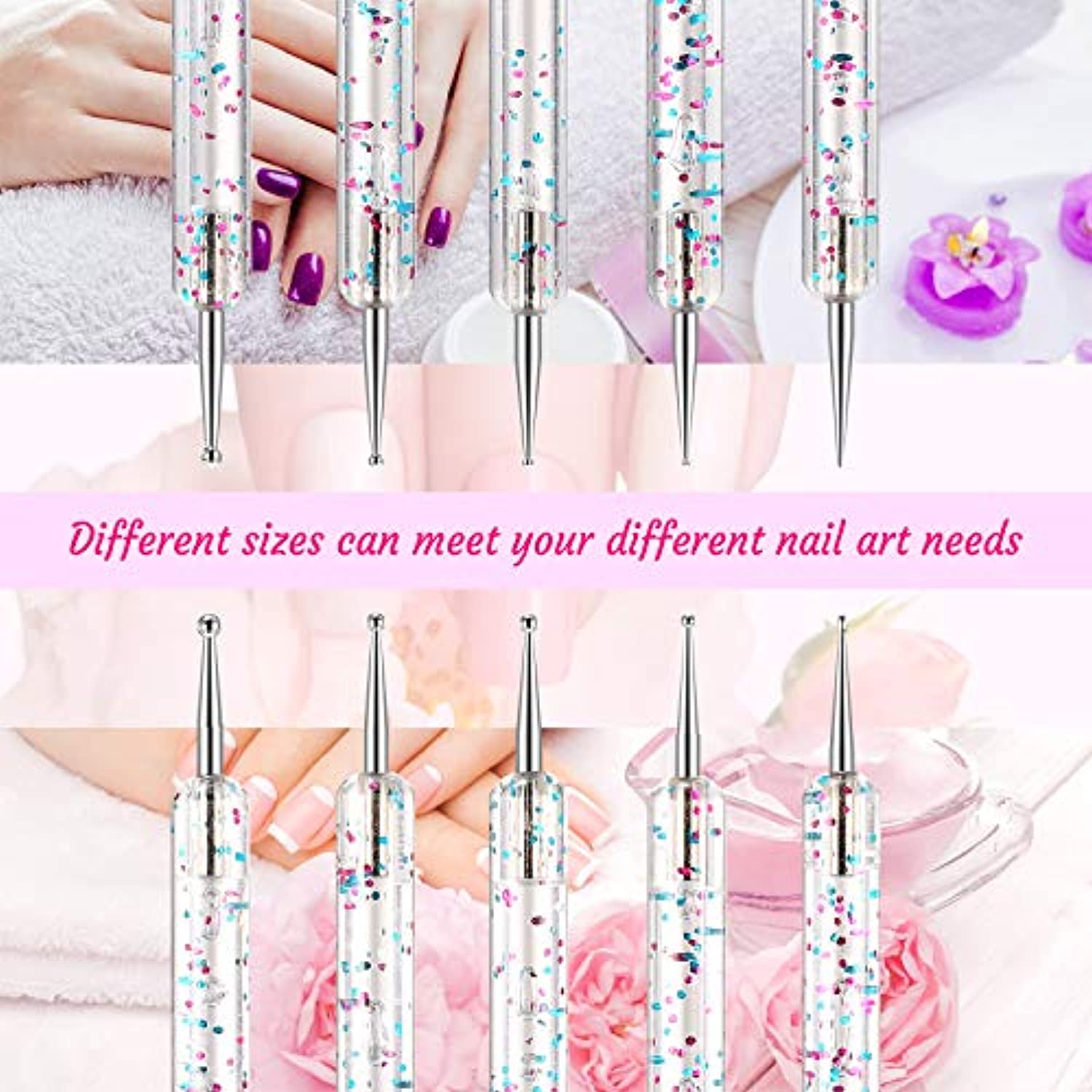 21 Pieces Acrylic Nail Art Brush Set UV Gel Nail Brush Nail Painting Brush Pen Nail Art Dotting Pen Nail Art Tip Builder Brushes Nail Art Liner Brush for Nail Salon Home DIY Nail Favor (Transparent)