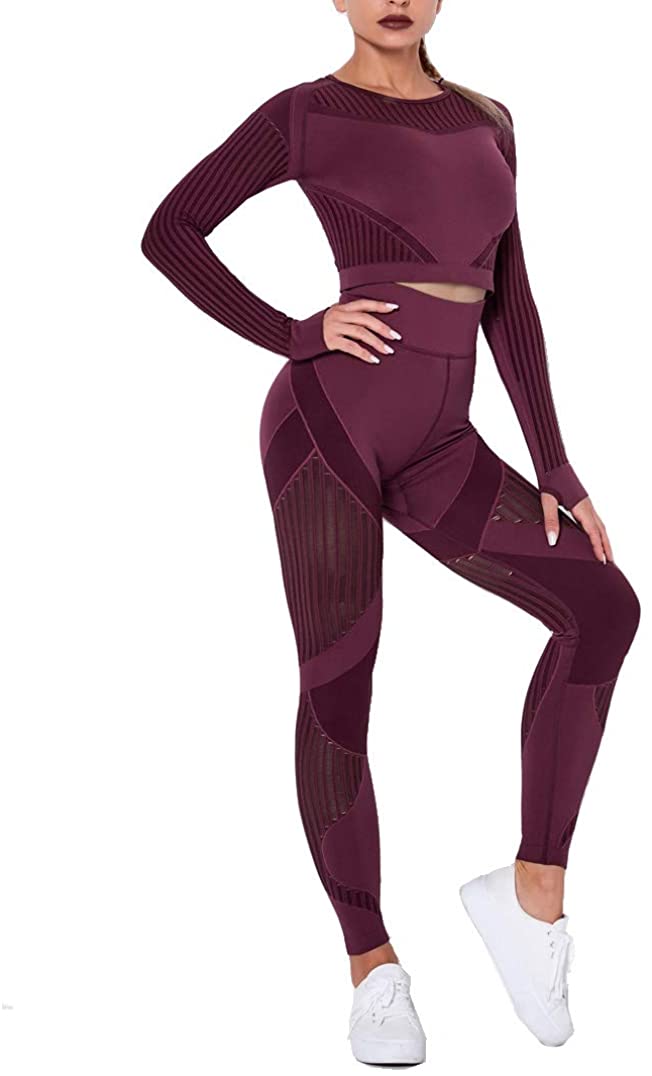 MANON ROSA Workout Sets Women 2 Piece Yoga Fitness Clothes Exercise Sportswear Legging Crop Top Gym Clothes