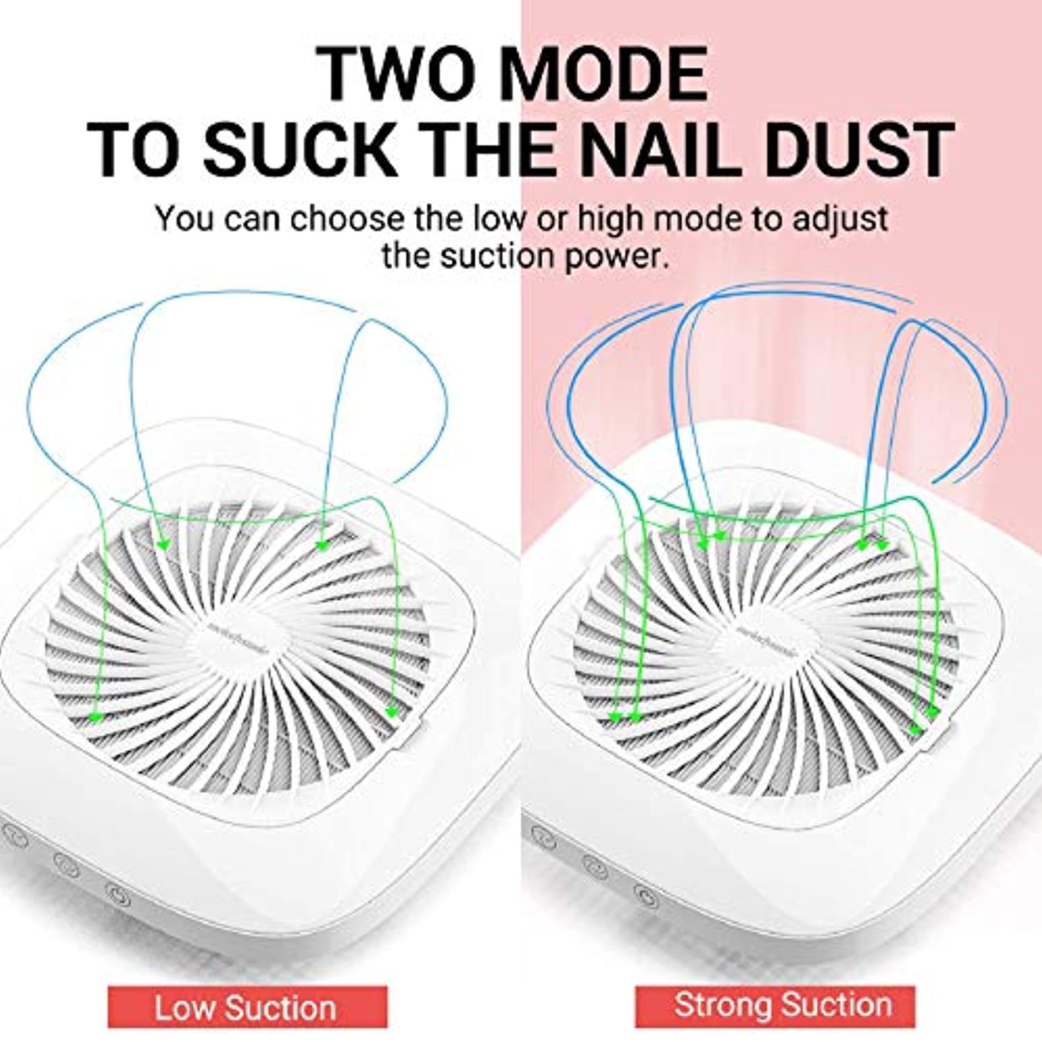MelodySusie Nail Dust Collector with 10Pcs Professional Tungsten Carbide Nail Drill Bits Set, Powerful Nail Vacuum Fan Dust Collector Acrylic Gel Nails Polishing Remove Manicure Pedicure Tools