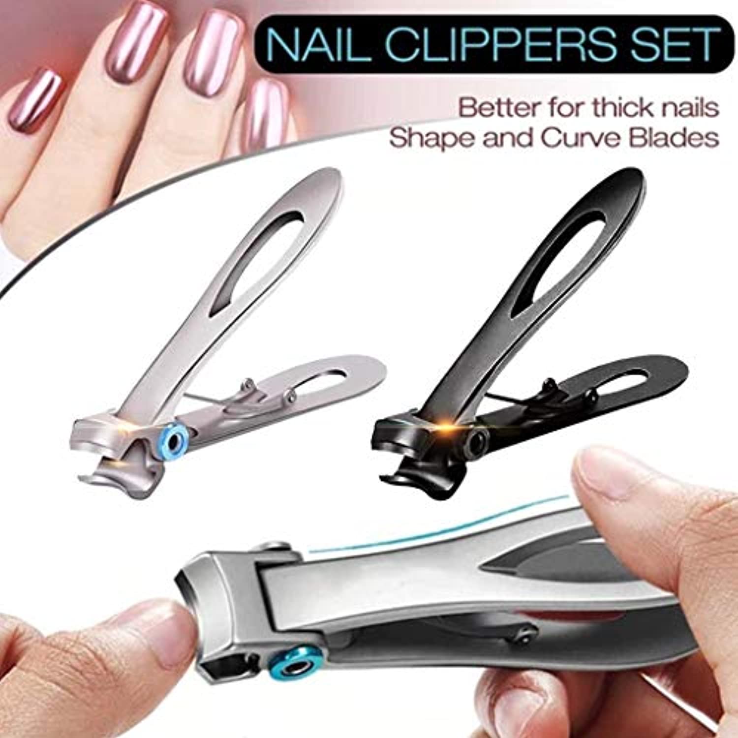 15mm Wide Jaw Opening Toenail Clipper,Ergonomics Finger Cutter Trimmer for Thick Nails,Oversized Stainless Steel Fingernail Clippers for Ingrown for Men,Tough Nails,Seniors,Adults (Silver)