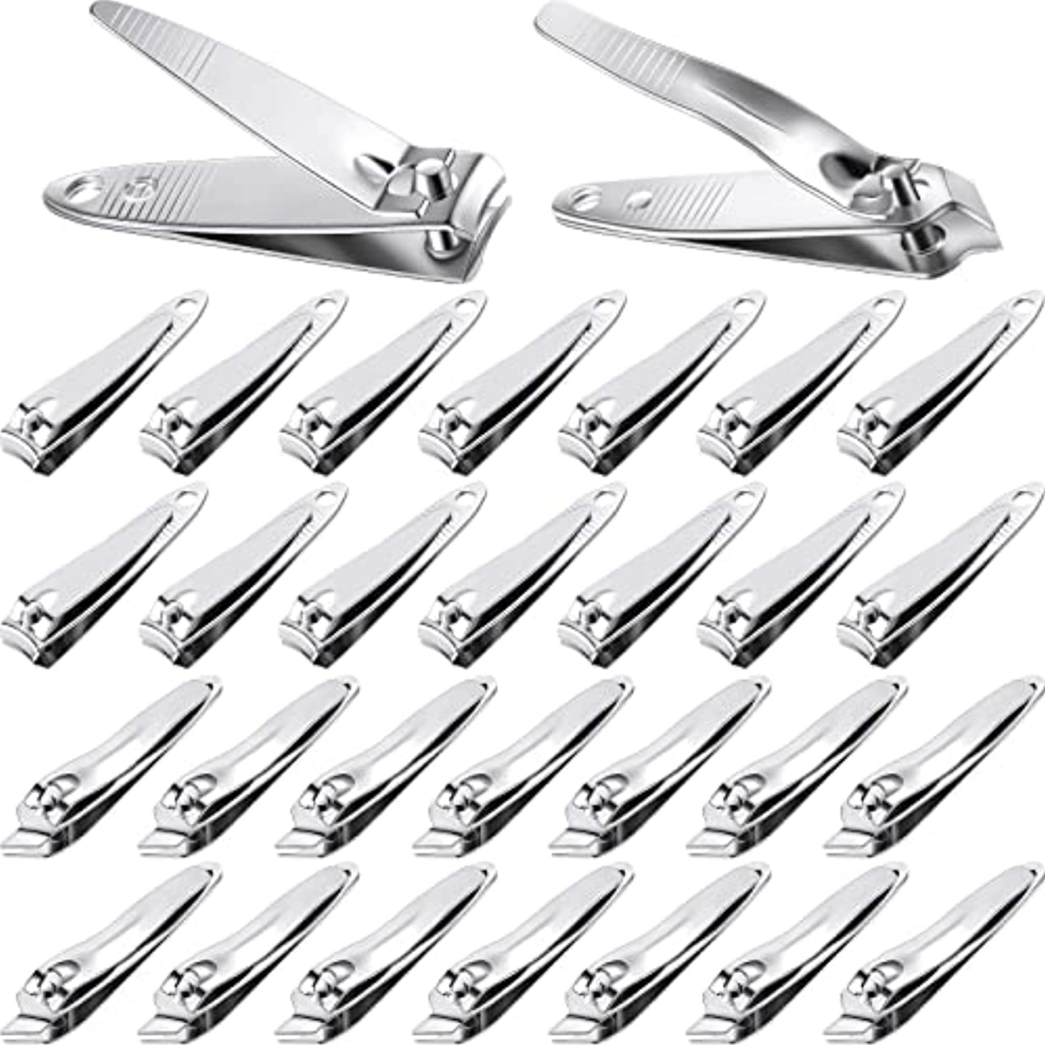 28 Pcs Nail Clippers Stainless Steel Fingernail and Toenail Clipper Slanted Pointed Nail Cutter Straight Edge Nail Clipper Pointed Sturdy Trimmer Set for Men and Women, 2 Designs