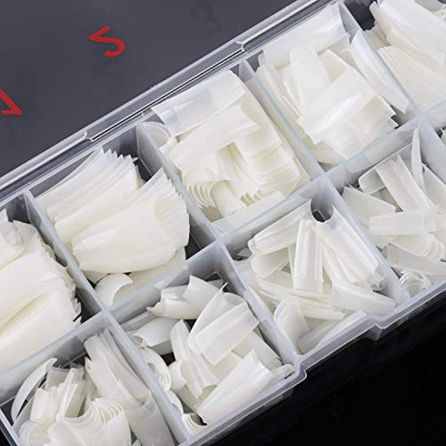 Feugole French Nail Tips Acrylic Flake Nails Half Cover 1000PCS Artificial False Nails Half Tips & Box for DIY Nail Art