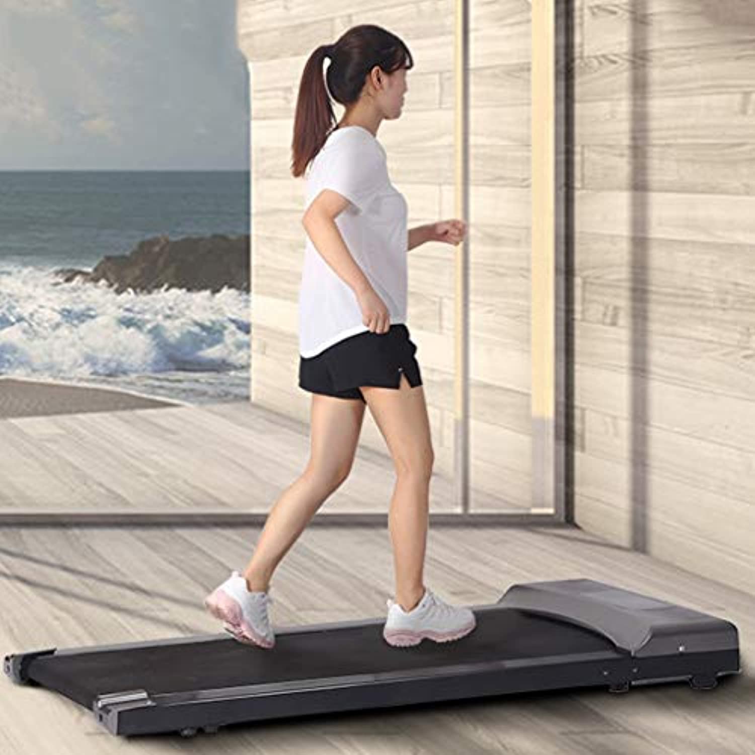 TOE Treadmill 1.0HP Free Installation Silent Walking Jogging Machine with Remote Control Shock Absorption LED Display for Small Apartment Home Office 264lbs Max Capacity