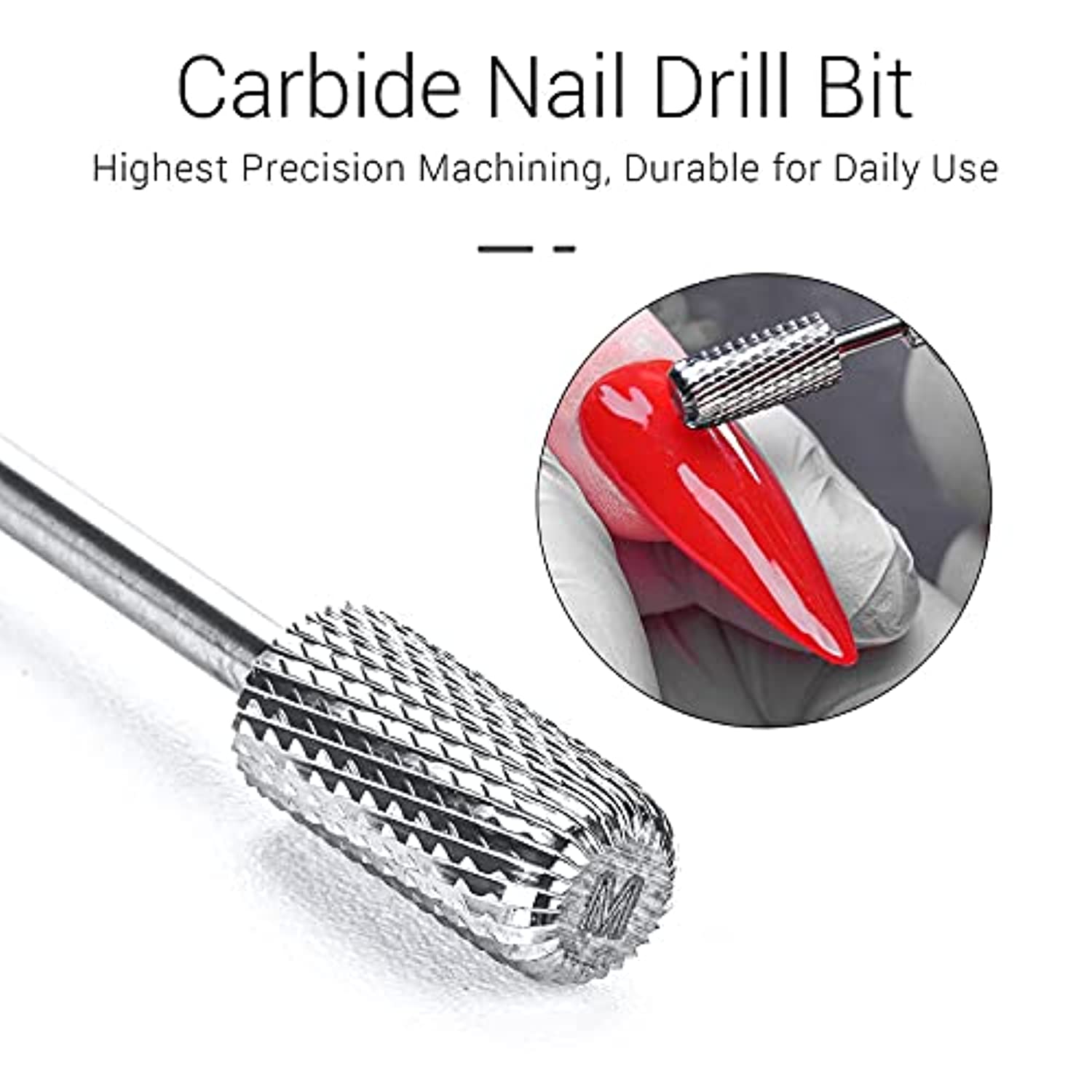 MelodySusie Tungsten Carbide Nail Drill Bit Set for Acrylic Hard Gel Nails Remove, Cuticle Clean Nail Drill Bit, 4 Week Inverted Backfill Nail Drill Bit, Safety Nail Drill Bit, 5 in 1 Nail Drill Bit