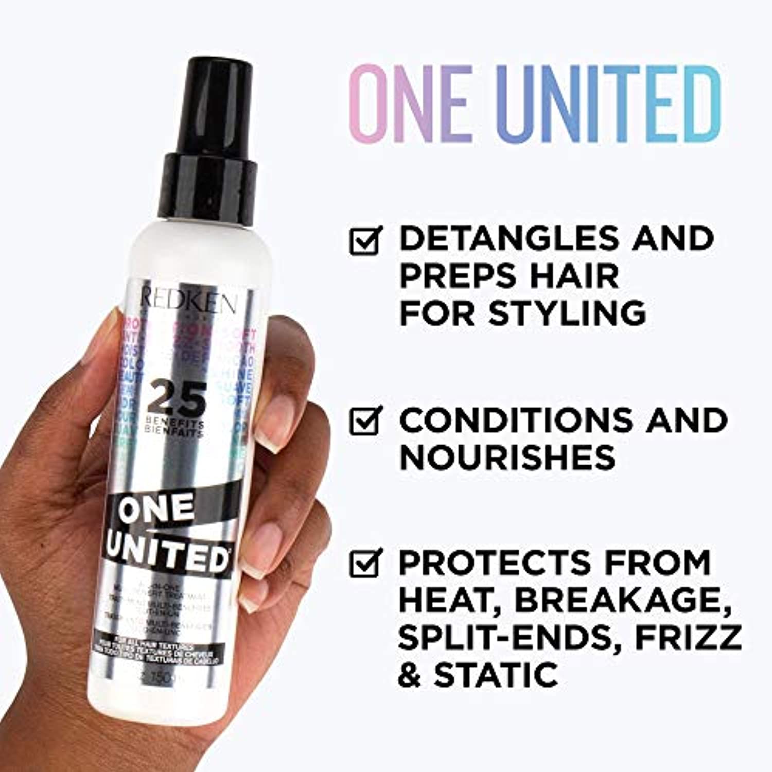 Redken One United All-In-One Leave In Conditioner | Multi-Benefit Treatment | Heat Protectant Spray for Hair | All Hair Types | Paraben Free
