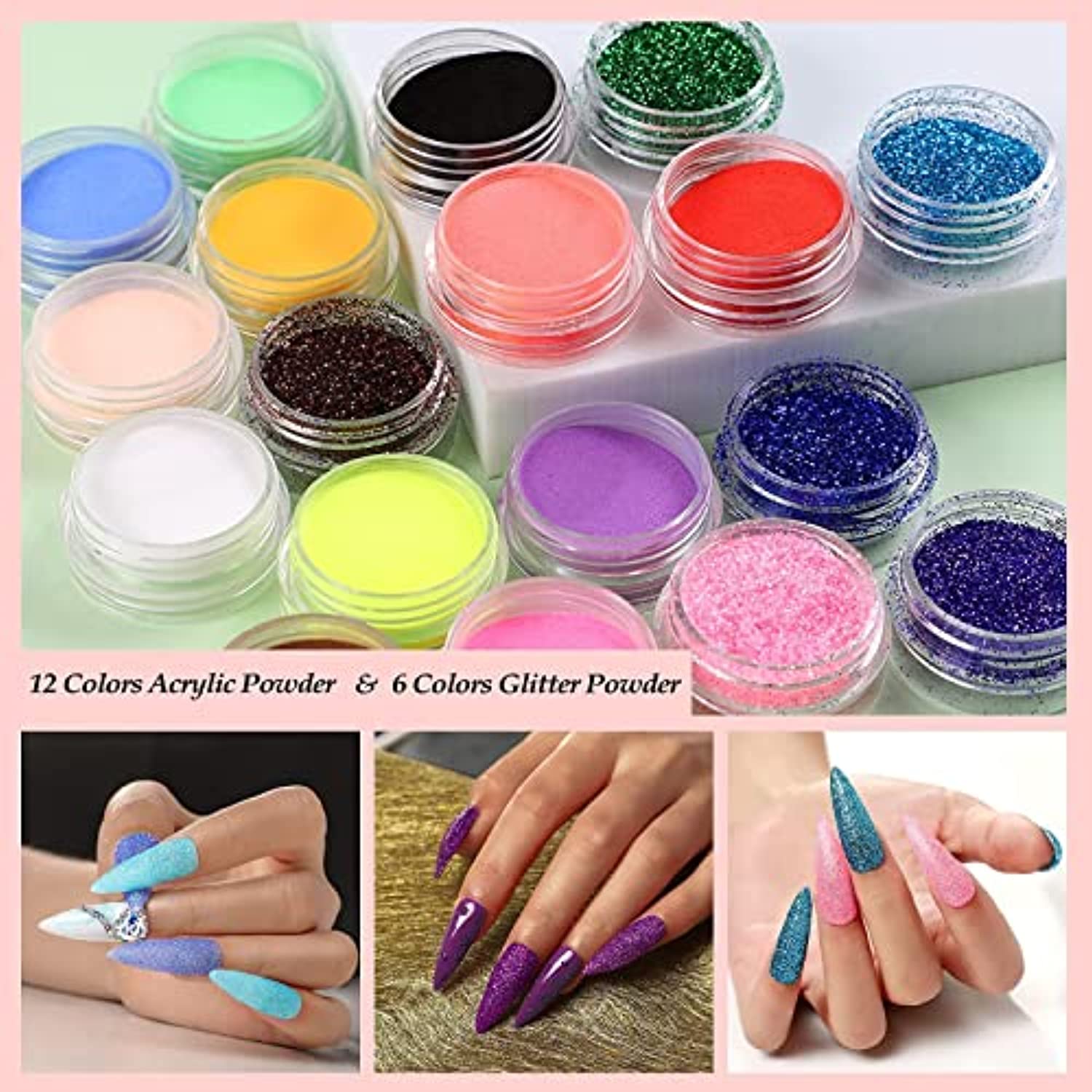 Acrylic Nail Kit with Everything for Beginners and Nail Primer Nail Prep Tempered Gel Top Coat Set