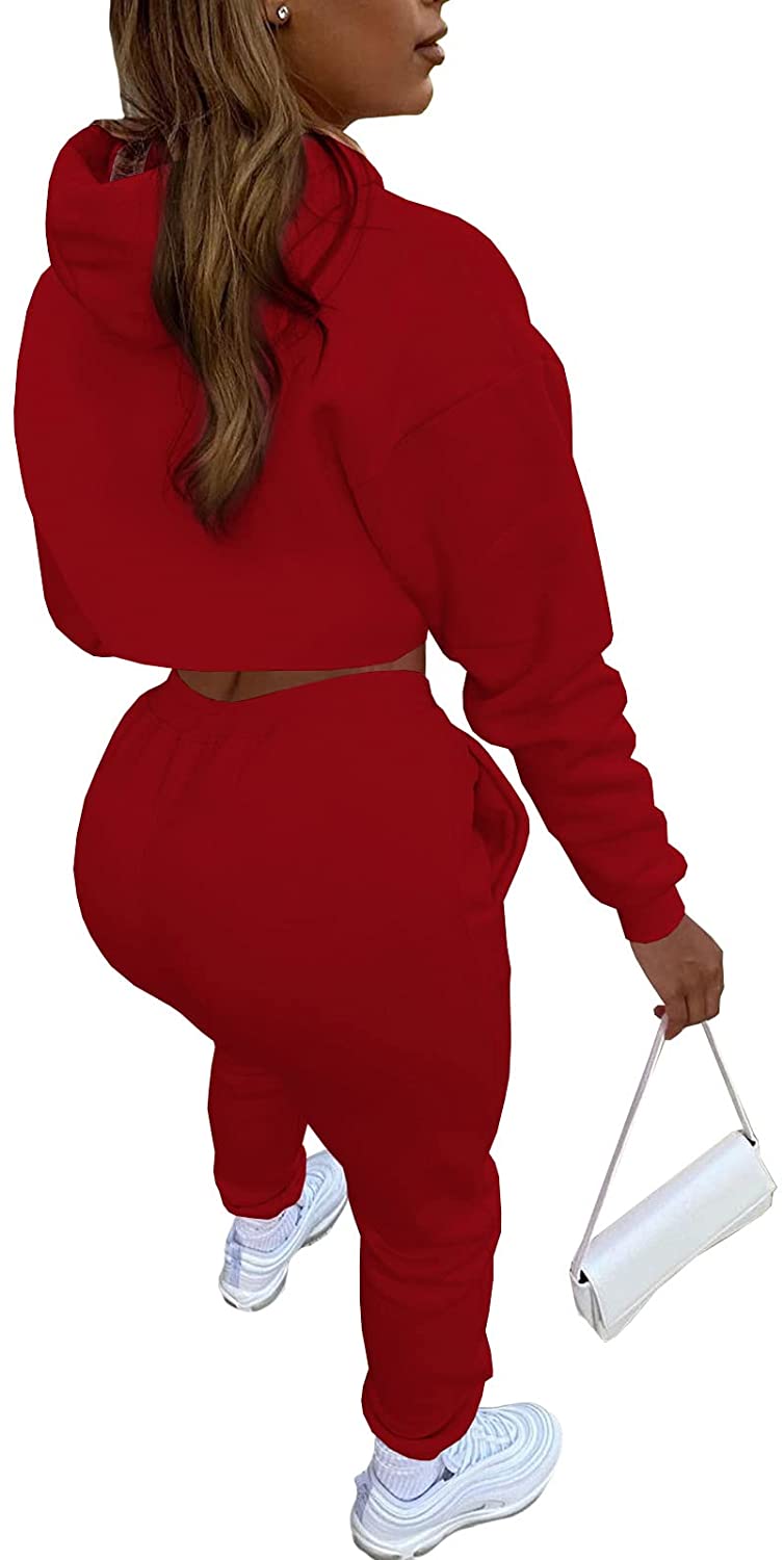 Women Fall 3 Piece Outfits Tracksuits - Sexy Long Sleeve Pullover Hoodie + Tank Top + Jogging Pants Sweatsuit Workout Sets