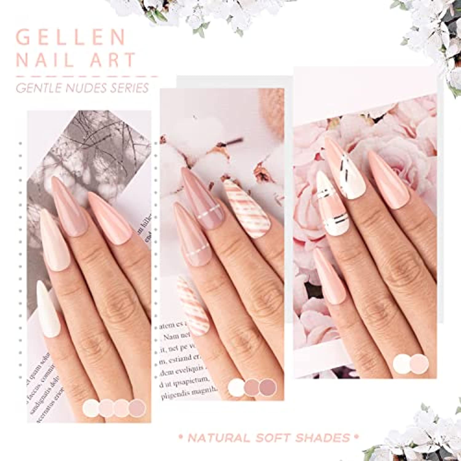 Gellen Gel Nail Polish Kit- Gentle Nudes Series Nude Neutrals 6 Colors, Warm Pastels Beige Pink Soak Off Gel Polish Set