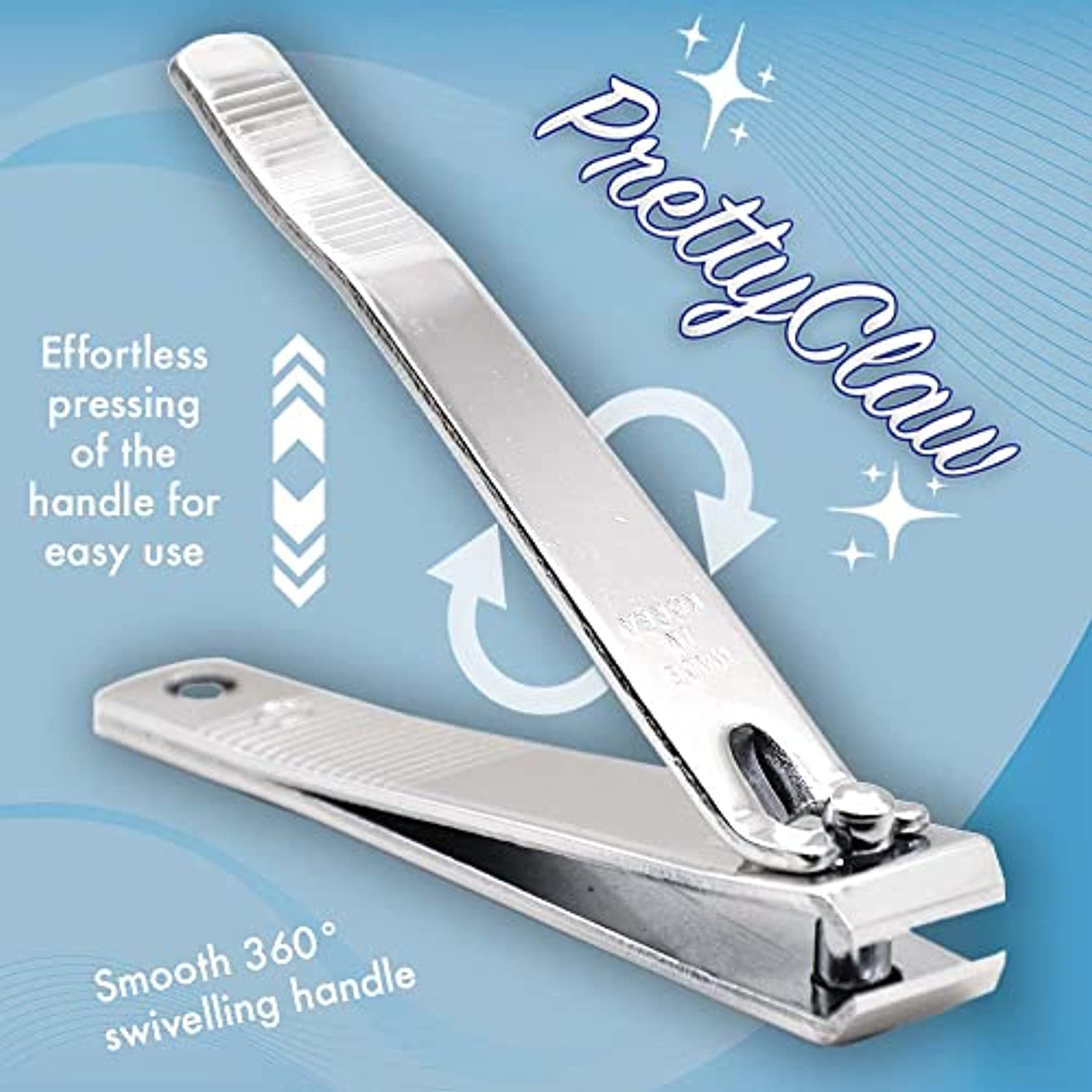 PrettyClaw | Nail Clipper Sharp Edge Finger Toe Nail Cutter Nail Trimmer Stainless Steel (Straight Edge)