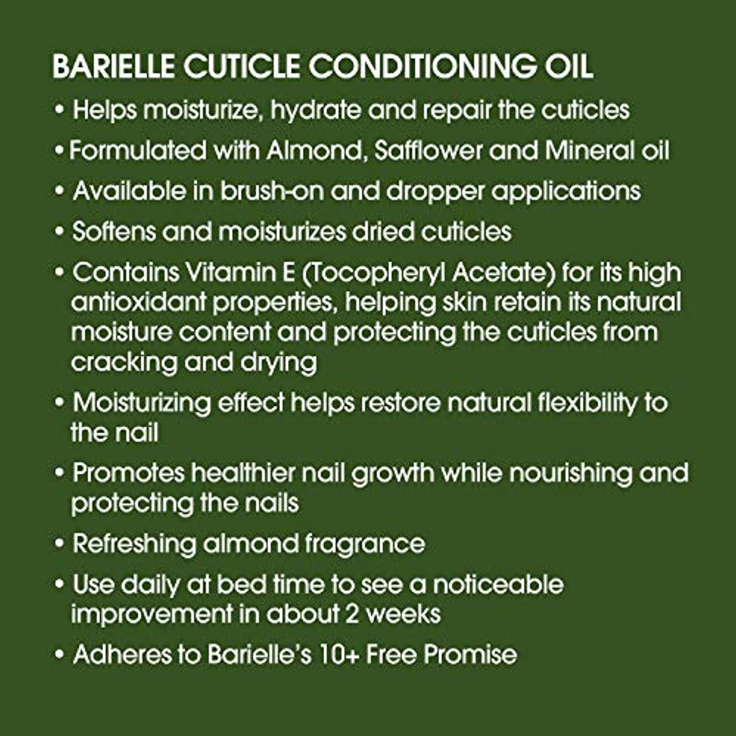 Barielle Cuticle Conditioning Oil with Almond Oil, Vitamin E and Tea Tree Oil .45 Ounce - for Dry Cuticles, Deeply Moisturizes, Nourishes Protects and Fortifies Nails