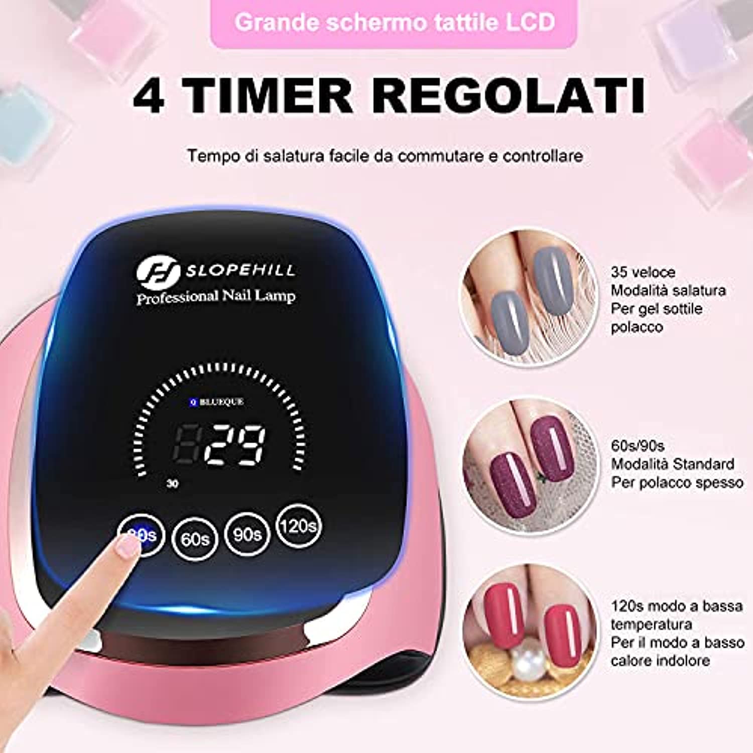 UV LED Nail Lamp 168W,Slopehill Nail Dryer Gel Polish Light, Nail Polish Curing Gel LED Dryer, UV Nail Light with 4 Timer Setting,Nail Art Tools with Automatic Sensor for Fingernail & Toenail