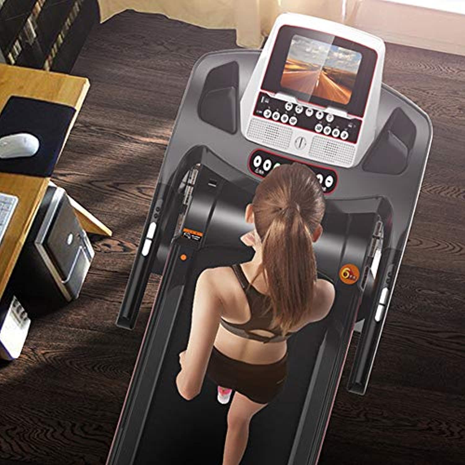 Zzfni Treadmill Quiet Home Treadmill, Fitness Folding Color Touch Screen Smart Electric Treadmill, Gym Tools Foldable Treadmill