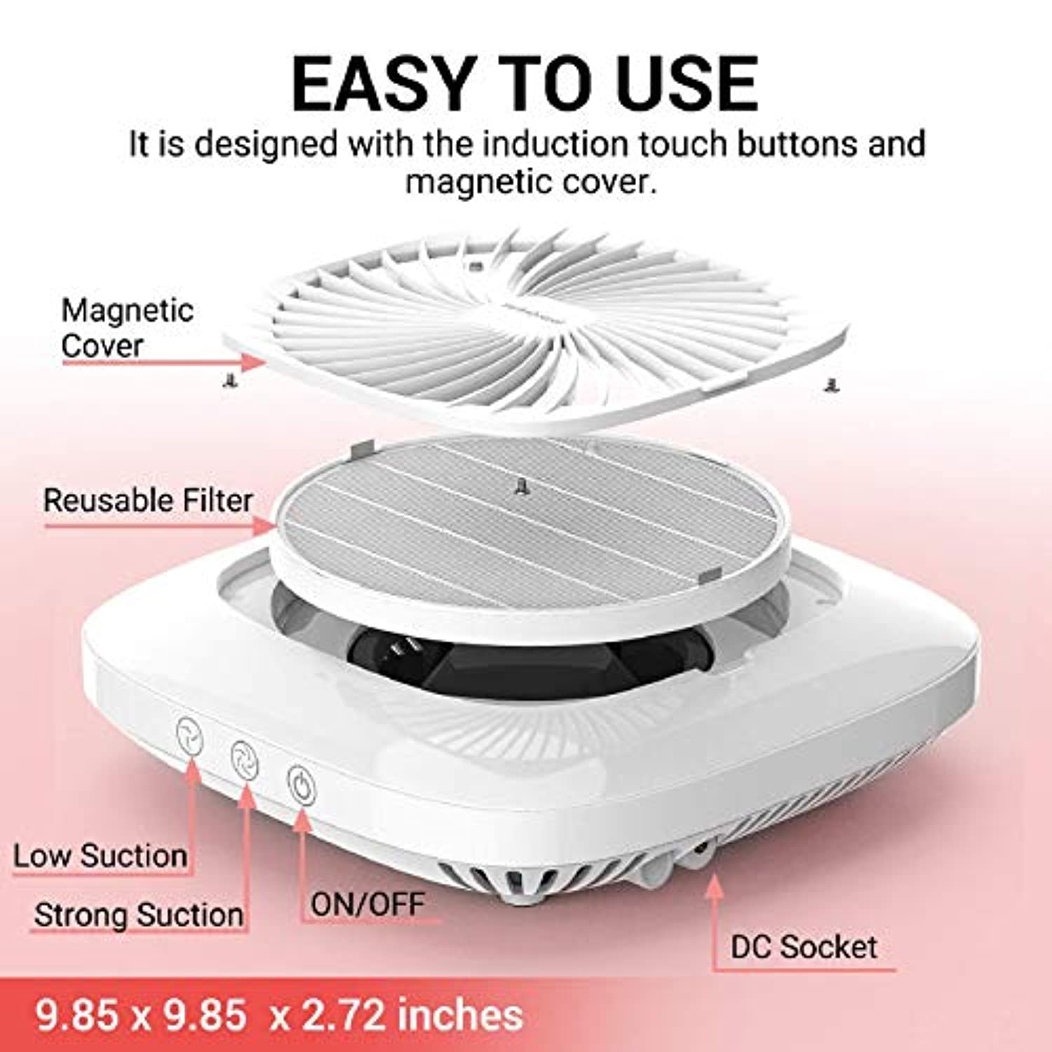 MelodySusie Nail Dust Collector with 10Pcs Professional Tungsten Carbide Nail Drill Bits Set, Powerful Nail Vacuum Fan Dust Collector Acrylic Gel Nails Polishing Remove Manicure Pedicure Tools