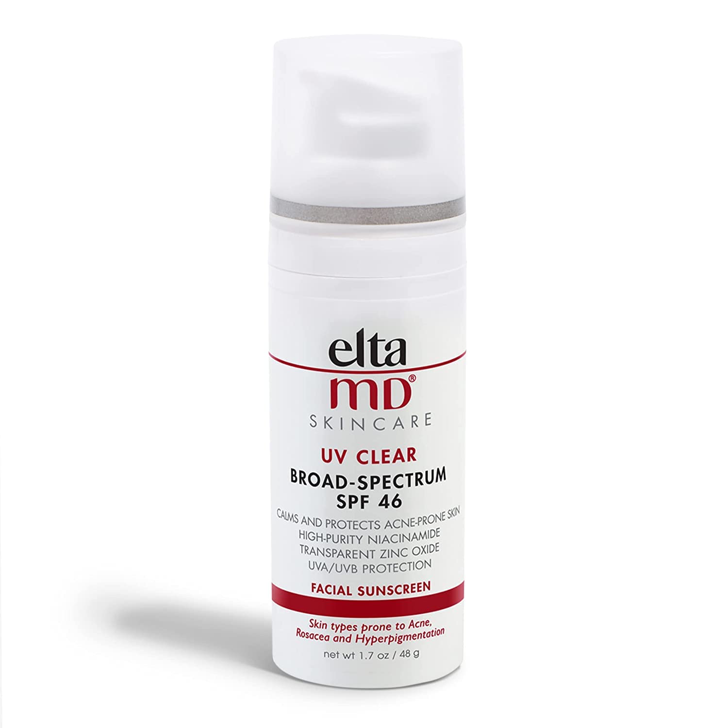 EltaMD UV Clear Facial Sunscreen Broad-Spectrum SPF 46 for Sensitive or Acne-Prone Skin, Oil-free, Dermatologist-Recommended Mineral-Based Zinc Oxide Formula