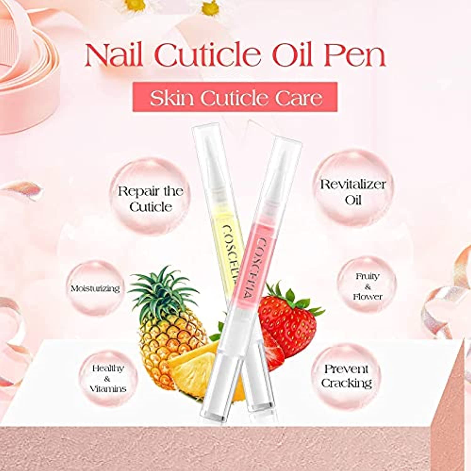 9pcs Cuticle Oil Pen Bulk Nail Nutrition Oil for Nails and Base Coat Set