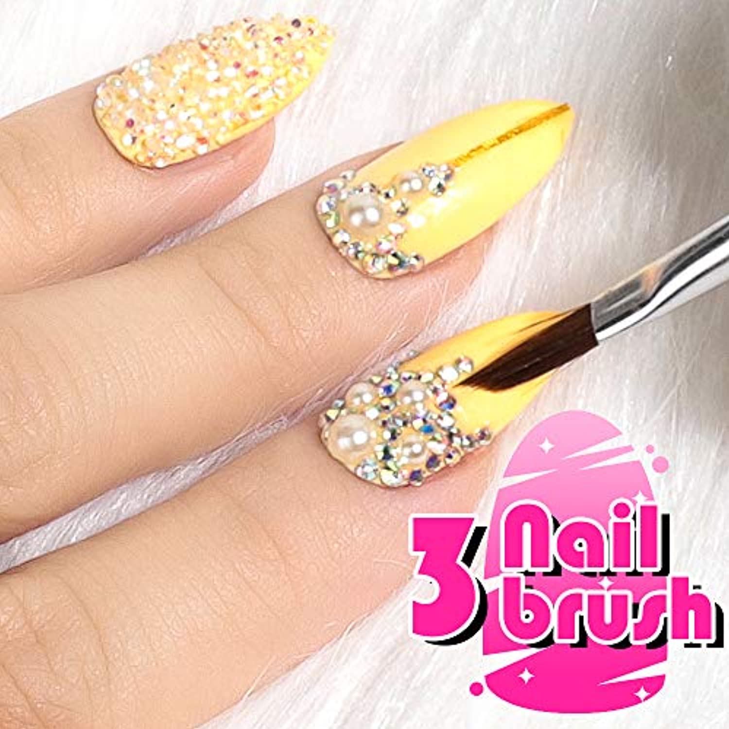 Rhinestone Resin Glue, Teenitor Nail Art Decoration Tools Kit with 8ml Gem Rhinestone Gel Resin Glue 3pcs Nail Brushes Wax Pen Stick Rhinestones Picking Tweezers (UV/LED Cure Needed)