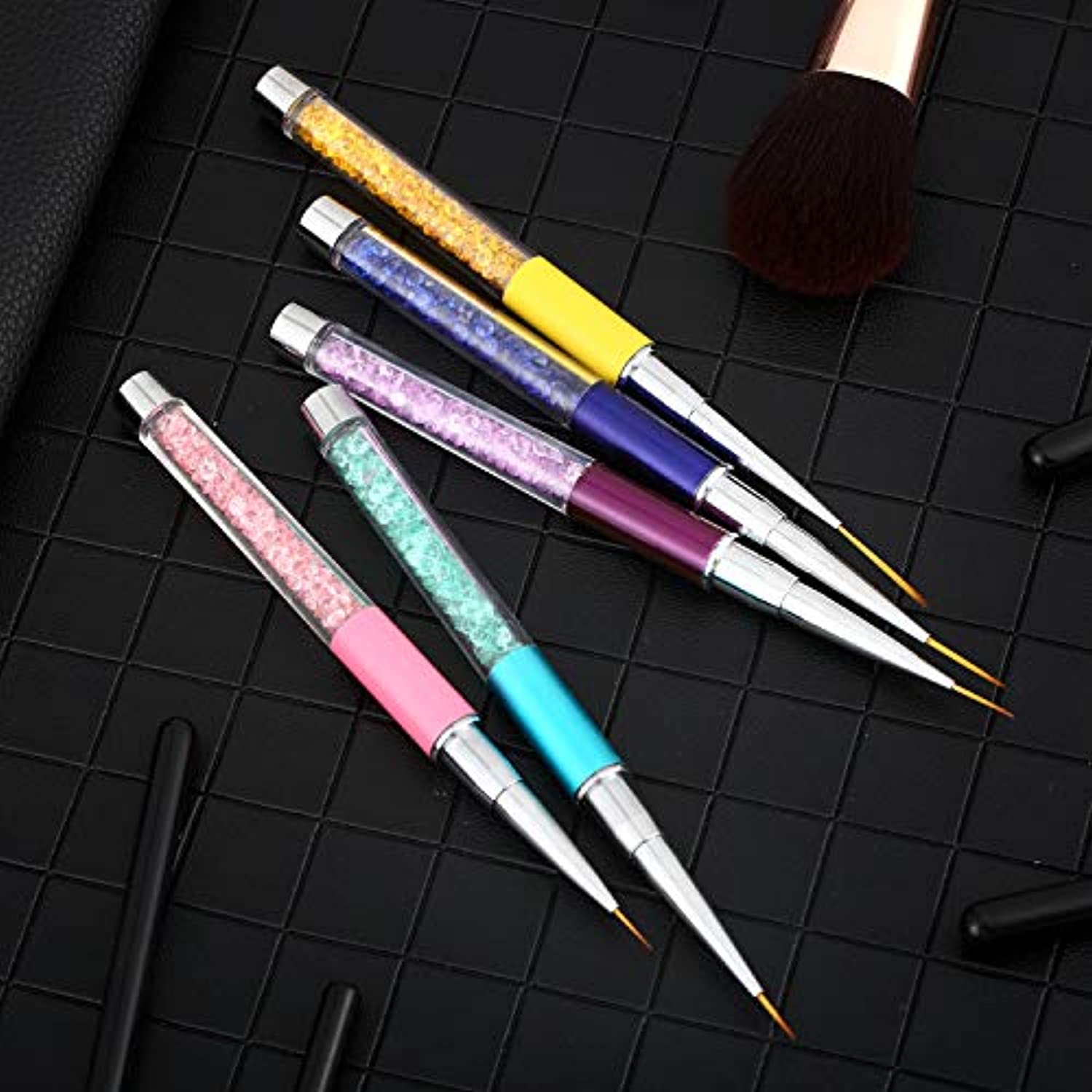 10 Pieces 3D Nail Art Brushes Set Nail Liner Ombre Brush Nail Painting Design Pen Brushes Acrylic Rhinestone Handles Nail Art Pens